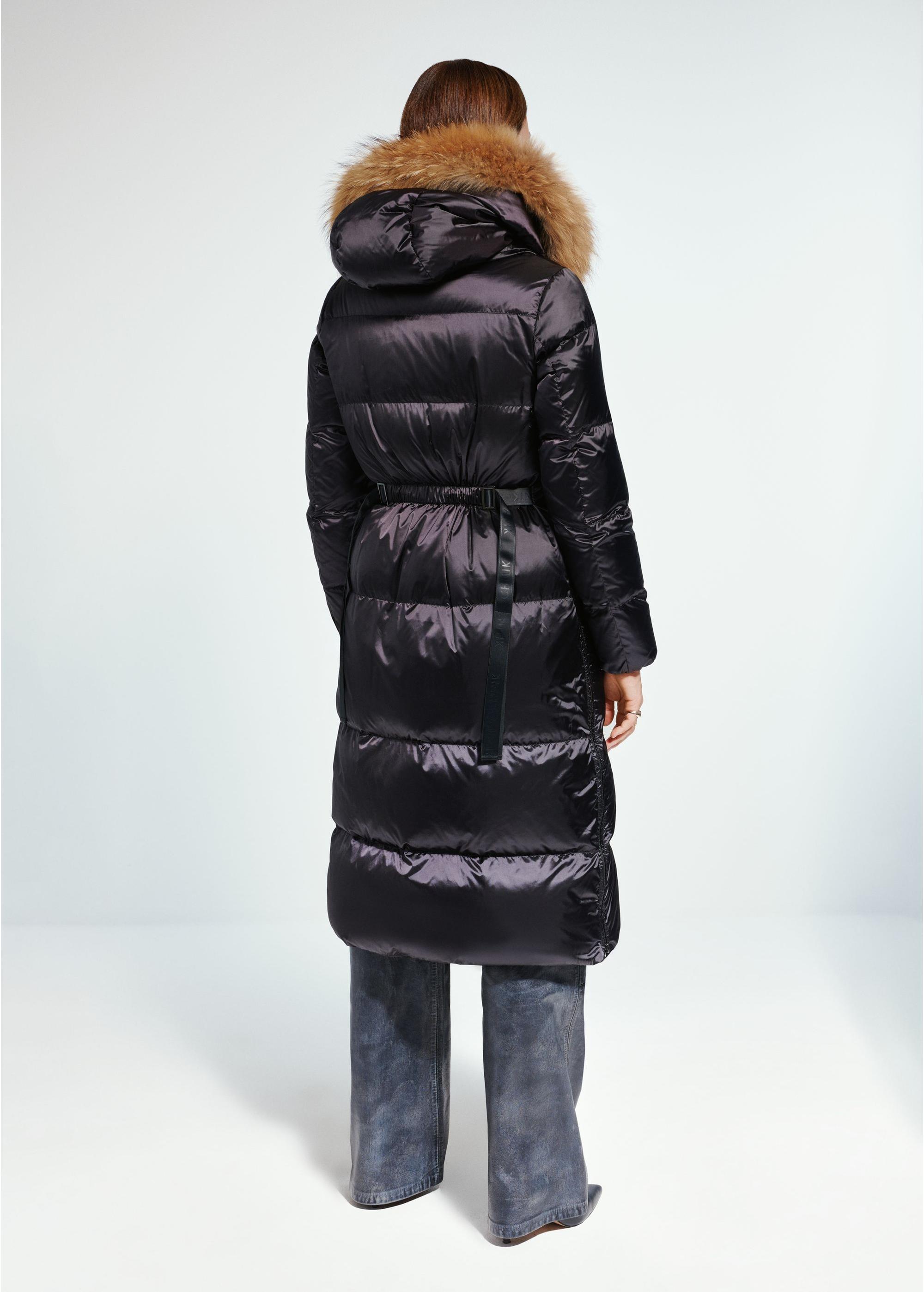 Black long jacket with hood KURDT-0466-98(Z24)-04