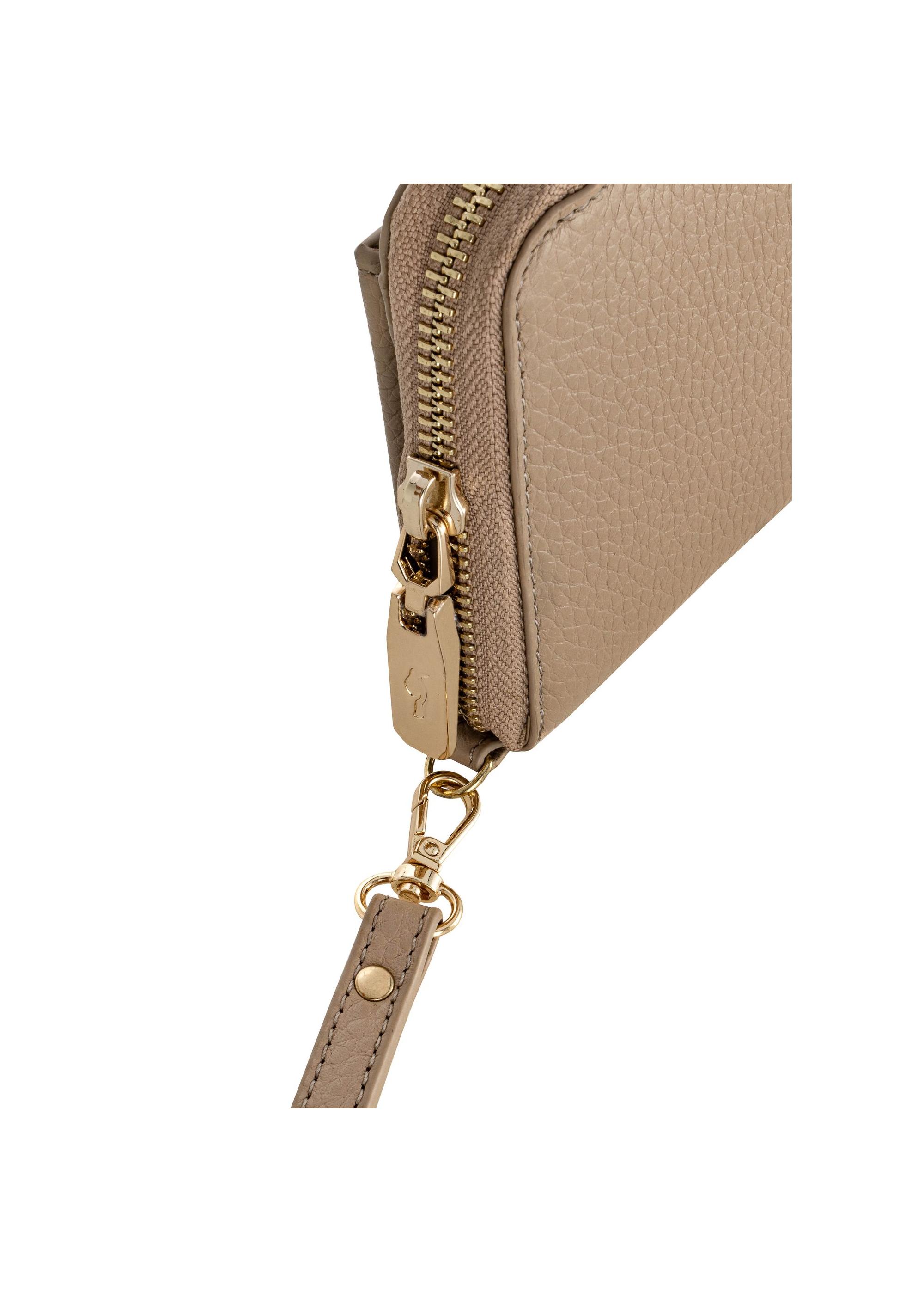 Beige leather women's belt wallet PORES-0897-80(W24)-06