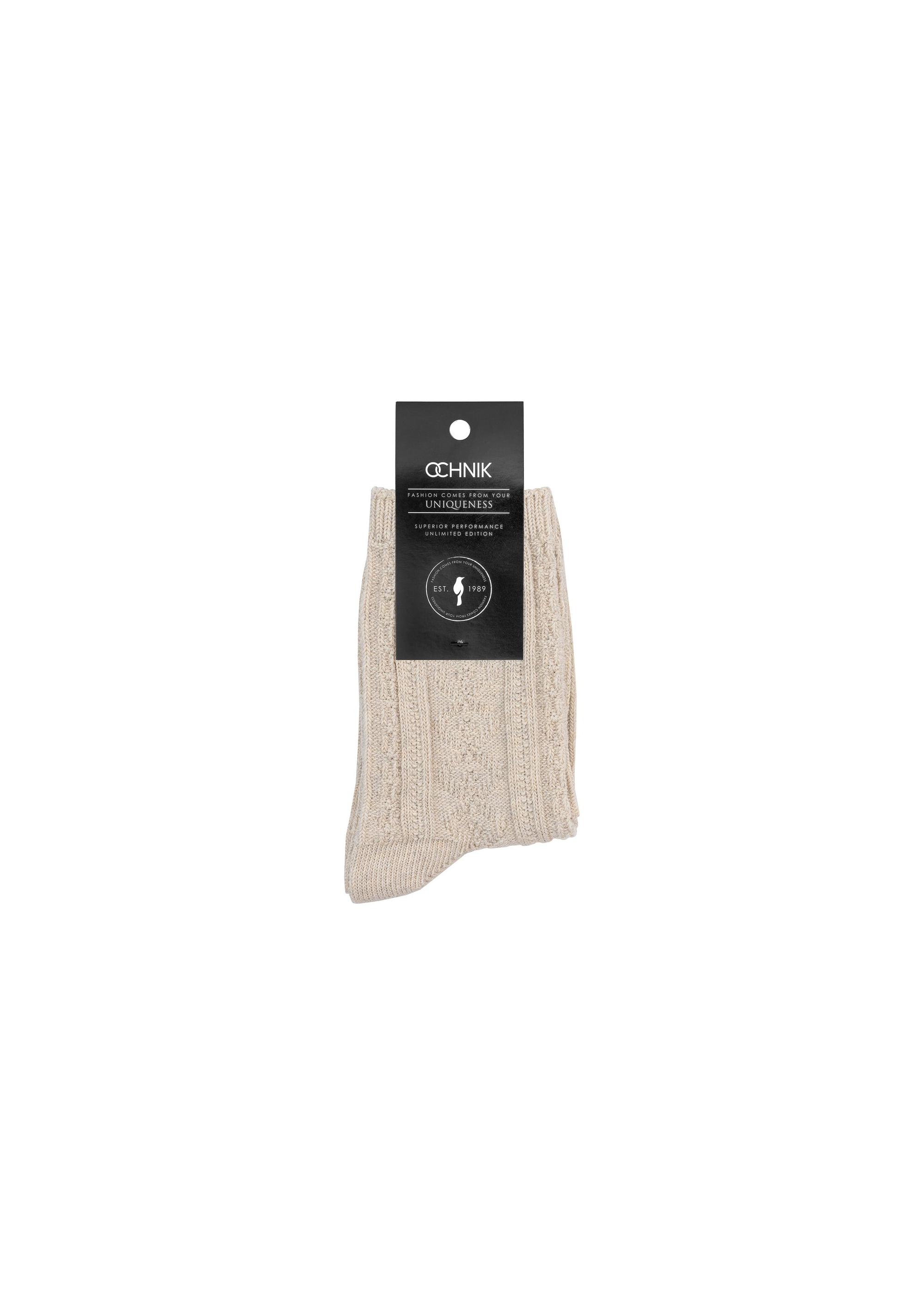 Long beige women's socks SKADT-0071-80(Z24)-02