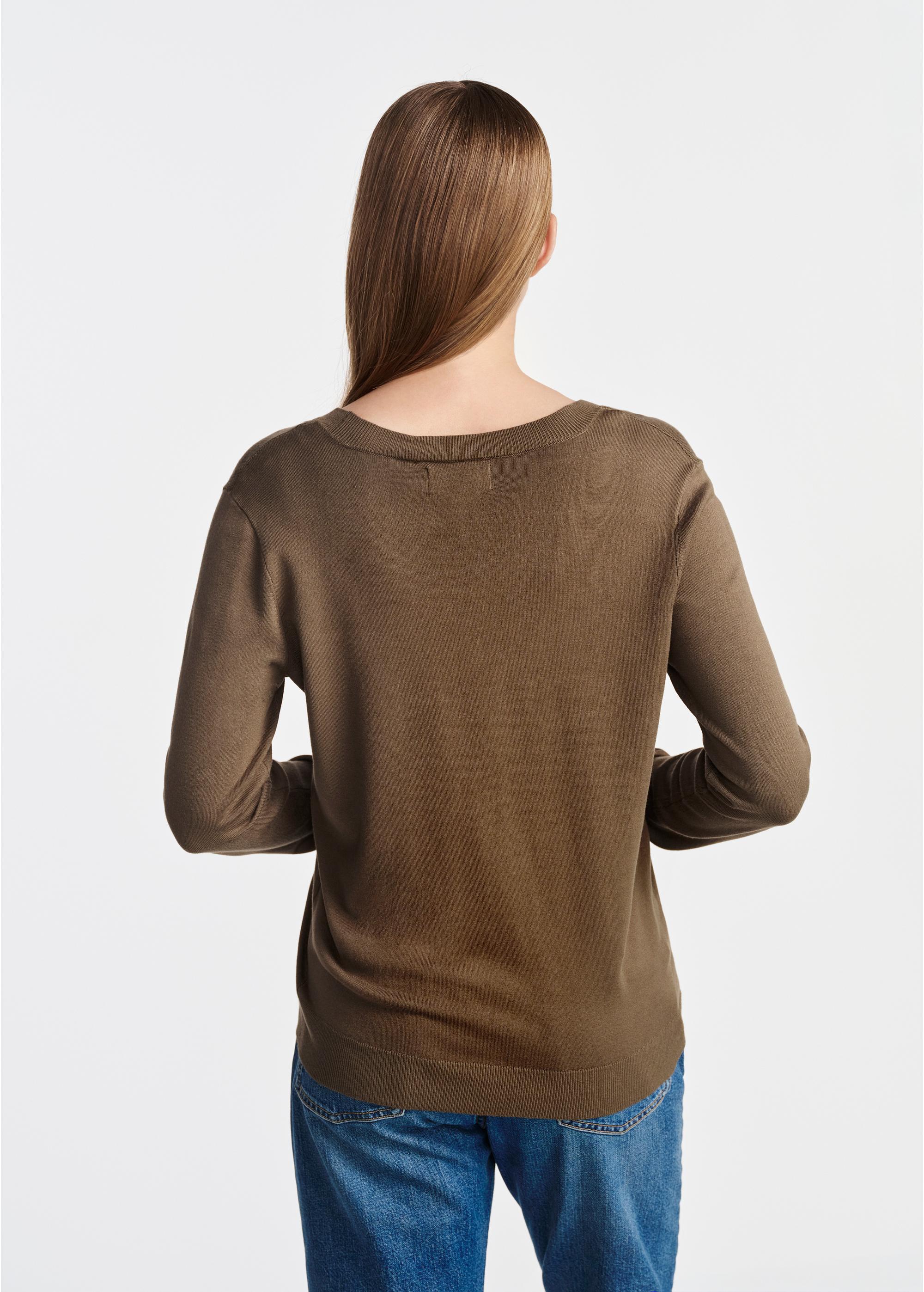 Women's V-neck sweater in khaki color SWEDT-0201-54(W25)-03