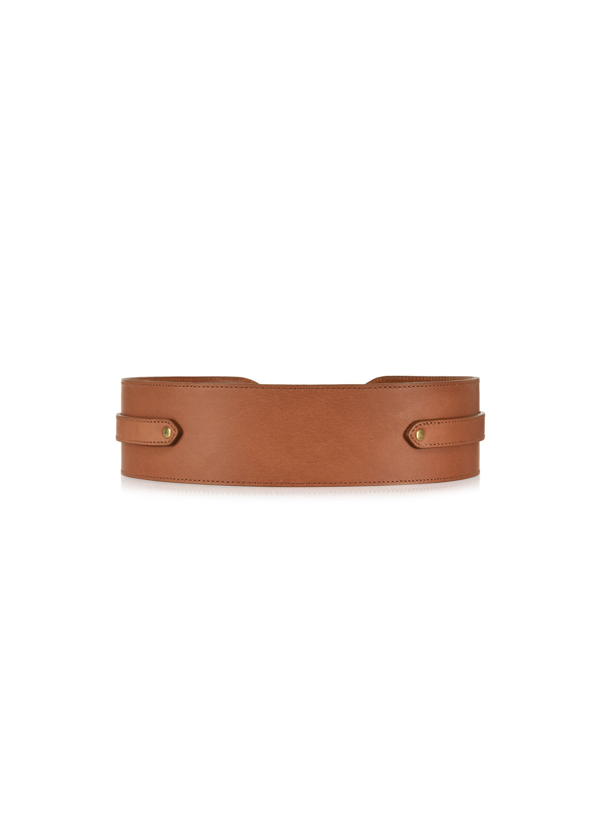 Brown wide leather belt for women PASDS-0309-88(W24)-02