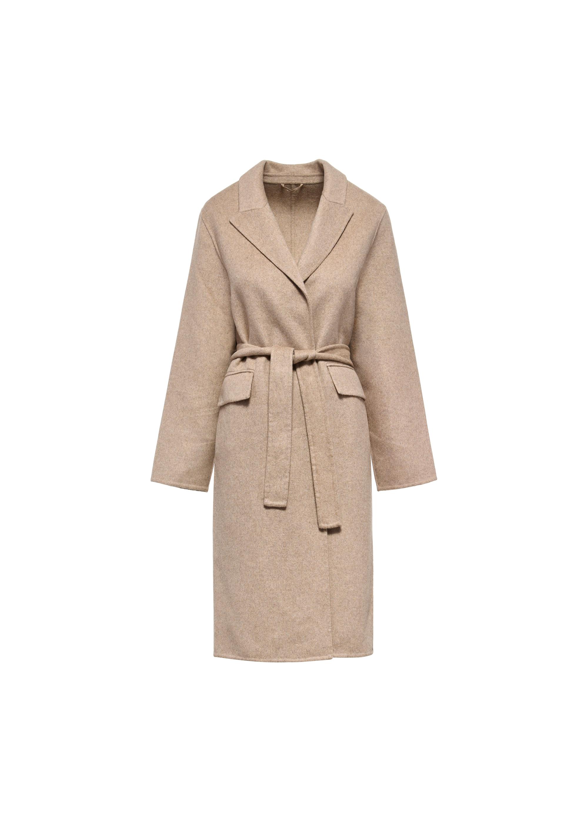 Beige woolen women's coat PLADT-0051-81(W25)-01