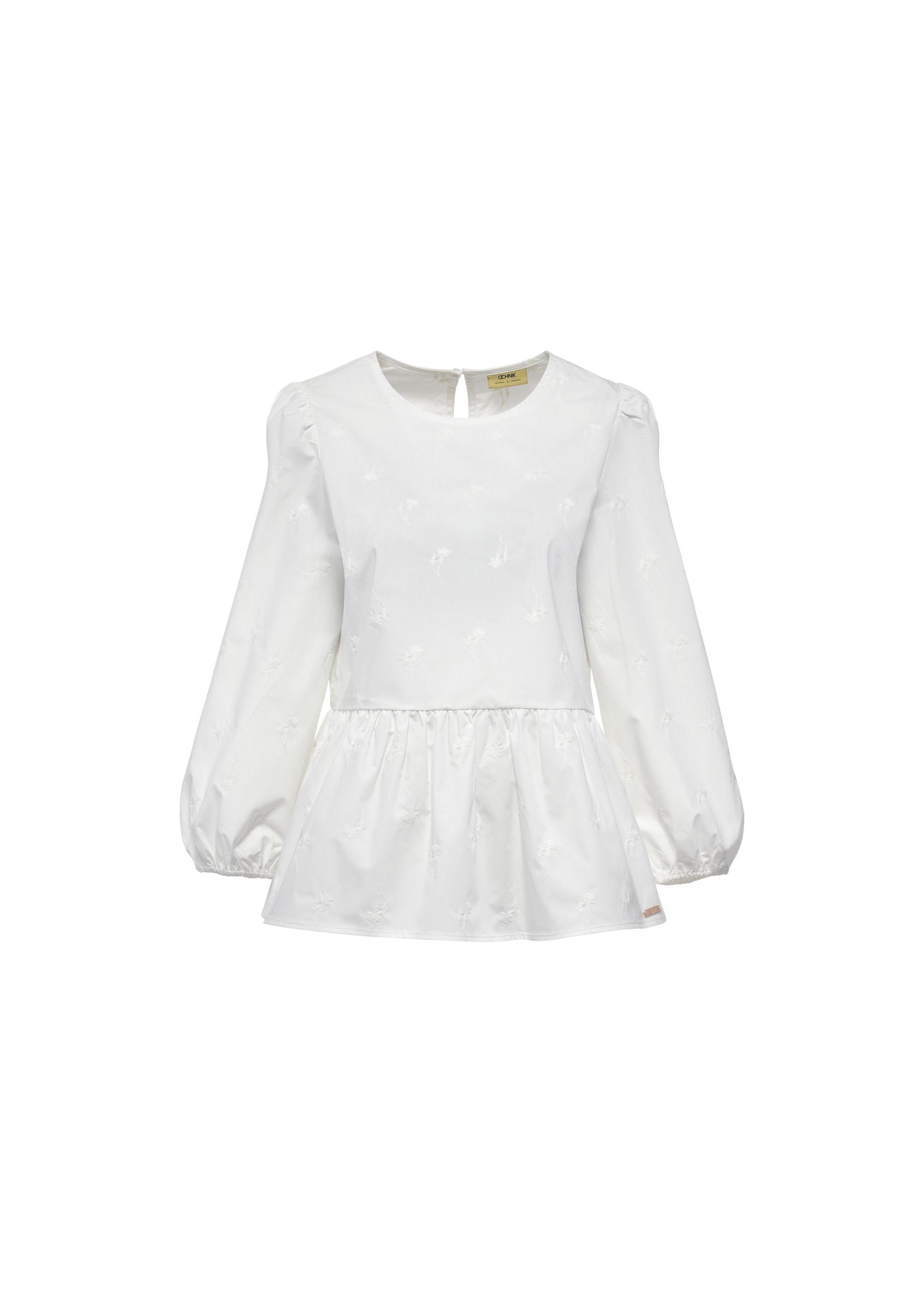 White peplum blouse with embroidery BLUDT-0188-12(W25)-06