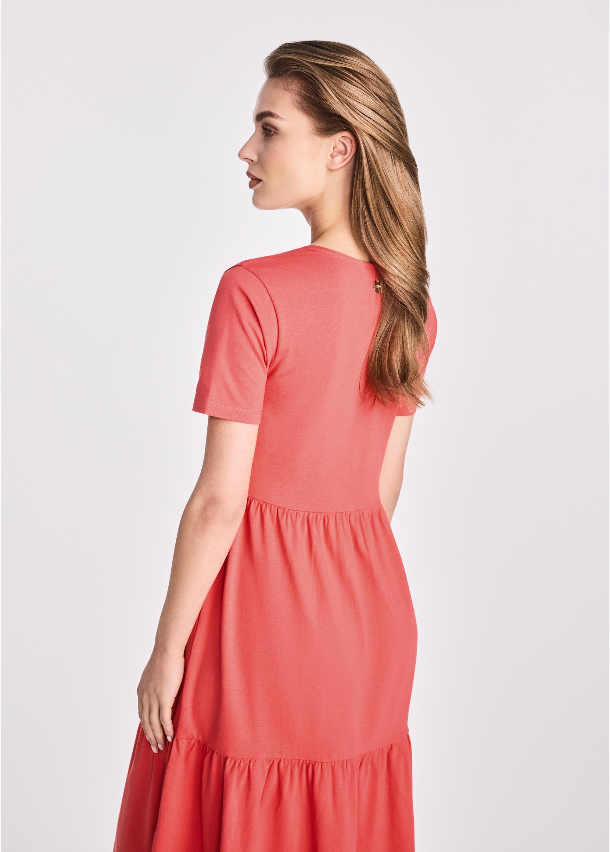 Cotton coral mid-calf dress SUKDT-0223-18(W25)-03