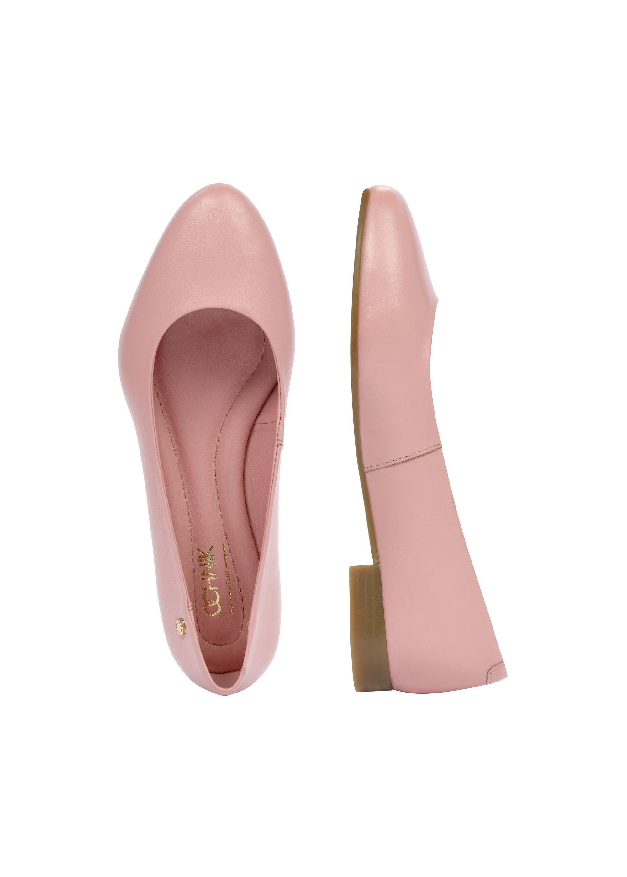 Pink leather women's ballerinas BUTYD-1049A-31(W25)-05