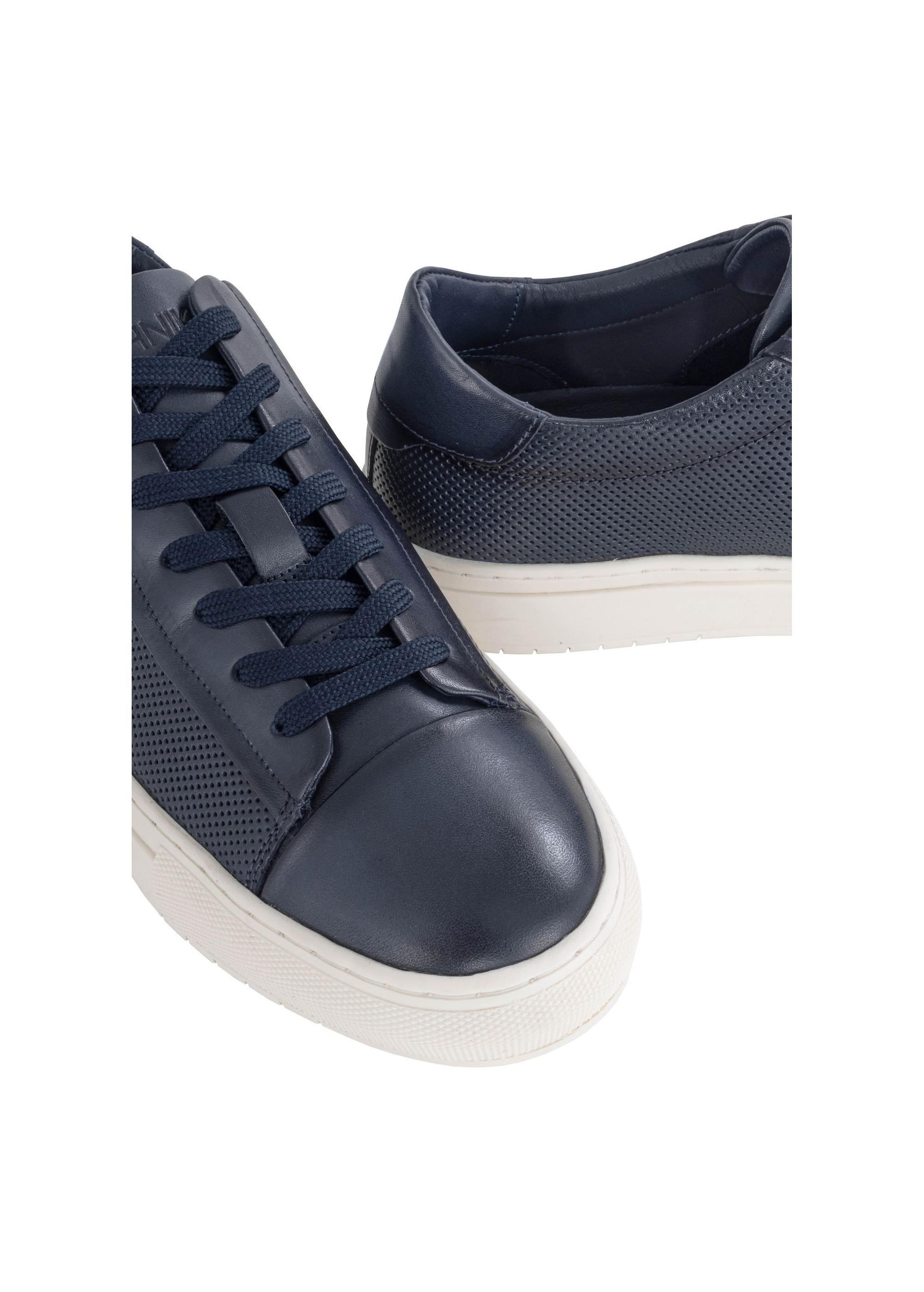 Men's navy blue leather sneakers BUTYM-0458-69(W24)-06