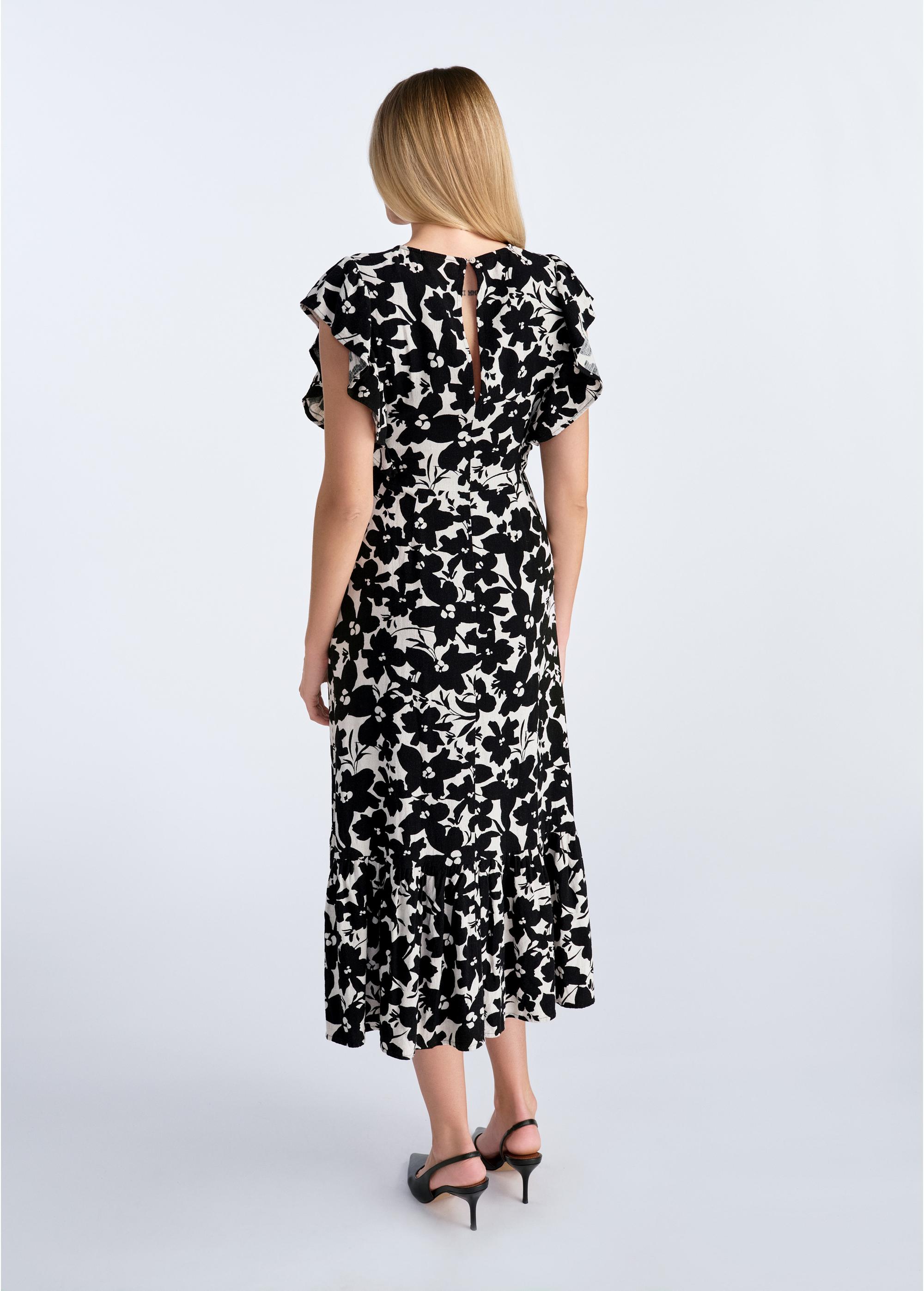 Women's dress with black flowers SUKDT-0220-81(W25)-04