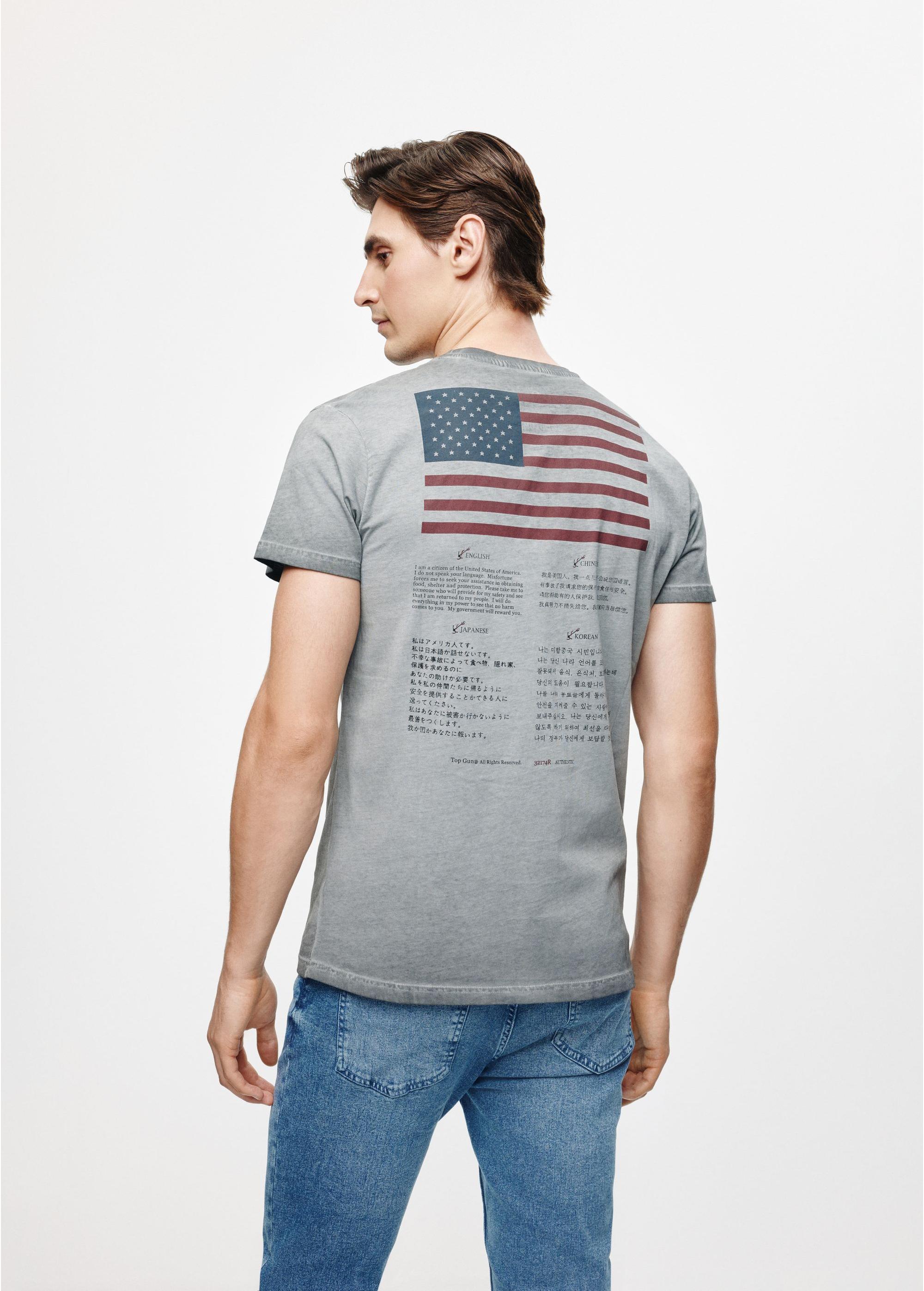 Grey men's cotton t-shirt TOP GUN TSHMT-0116-91(Z24)