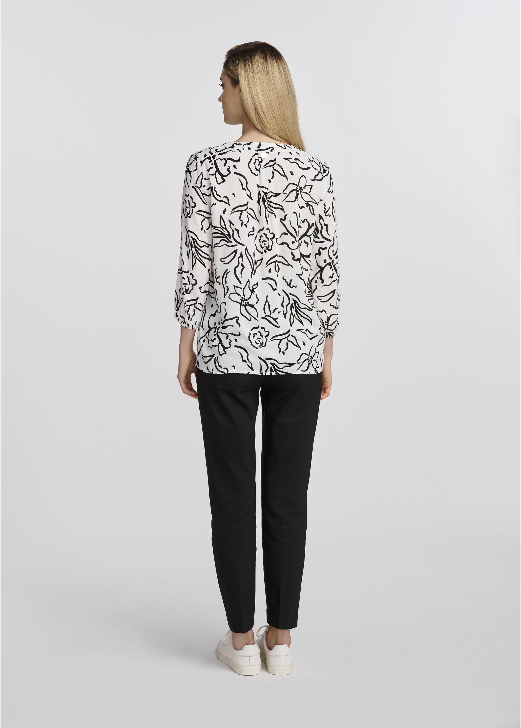 White women's blouse with black flowers BLUDT-0172-12(W25)-04