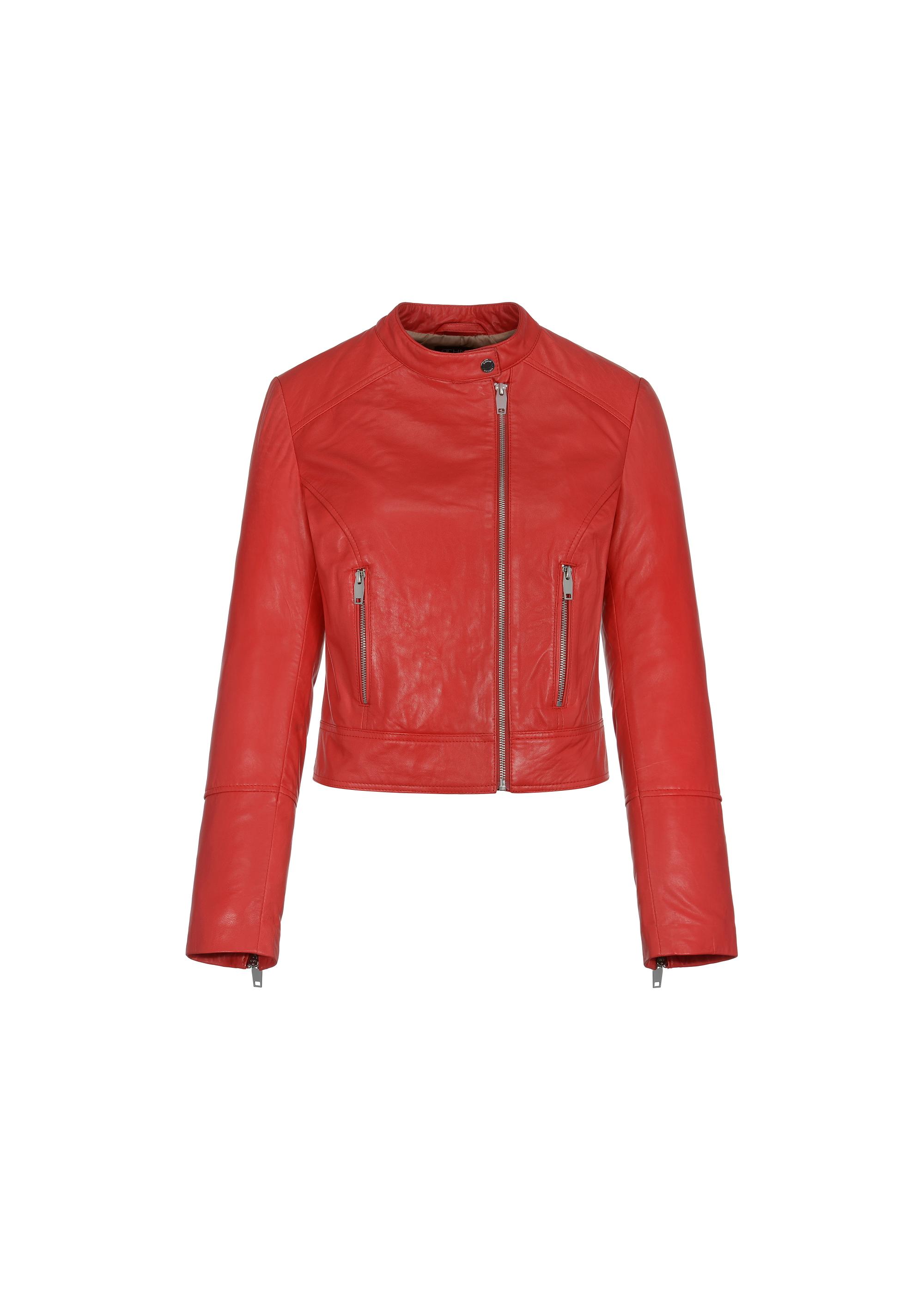 Red leather jacket for women KURDS-0305-1291(W23)-05