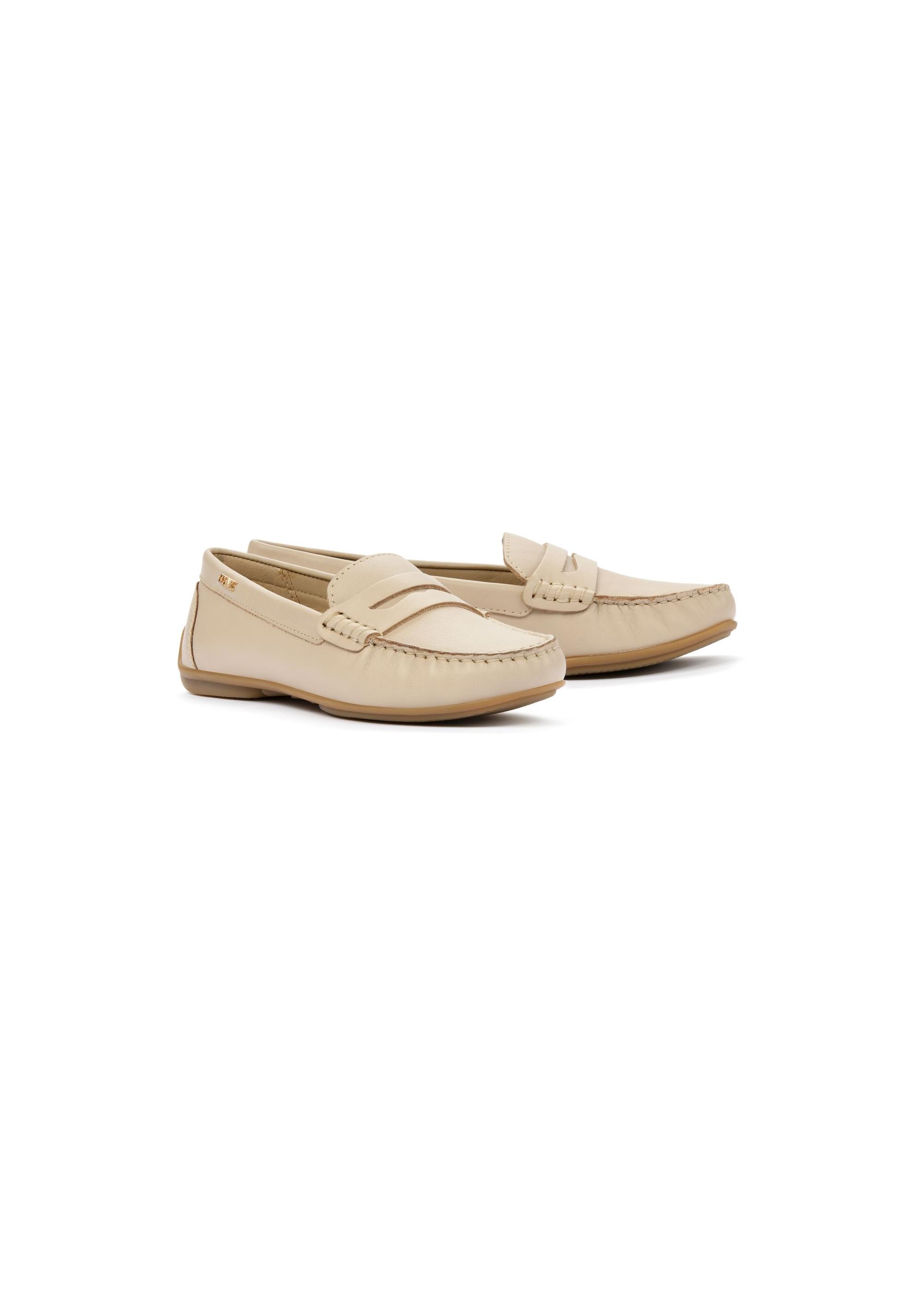 Beige leather women's loafers BUTYD-1054A-81(W25)