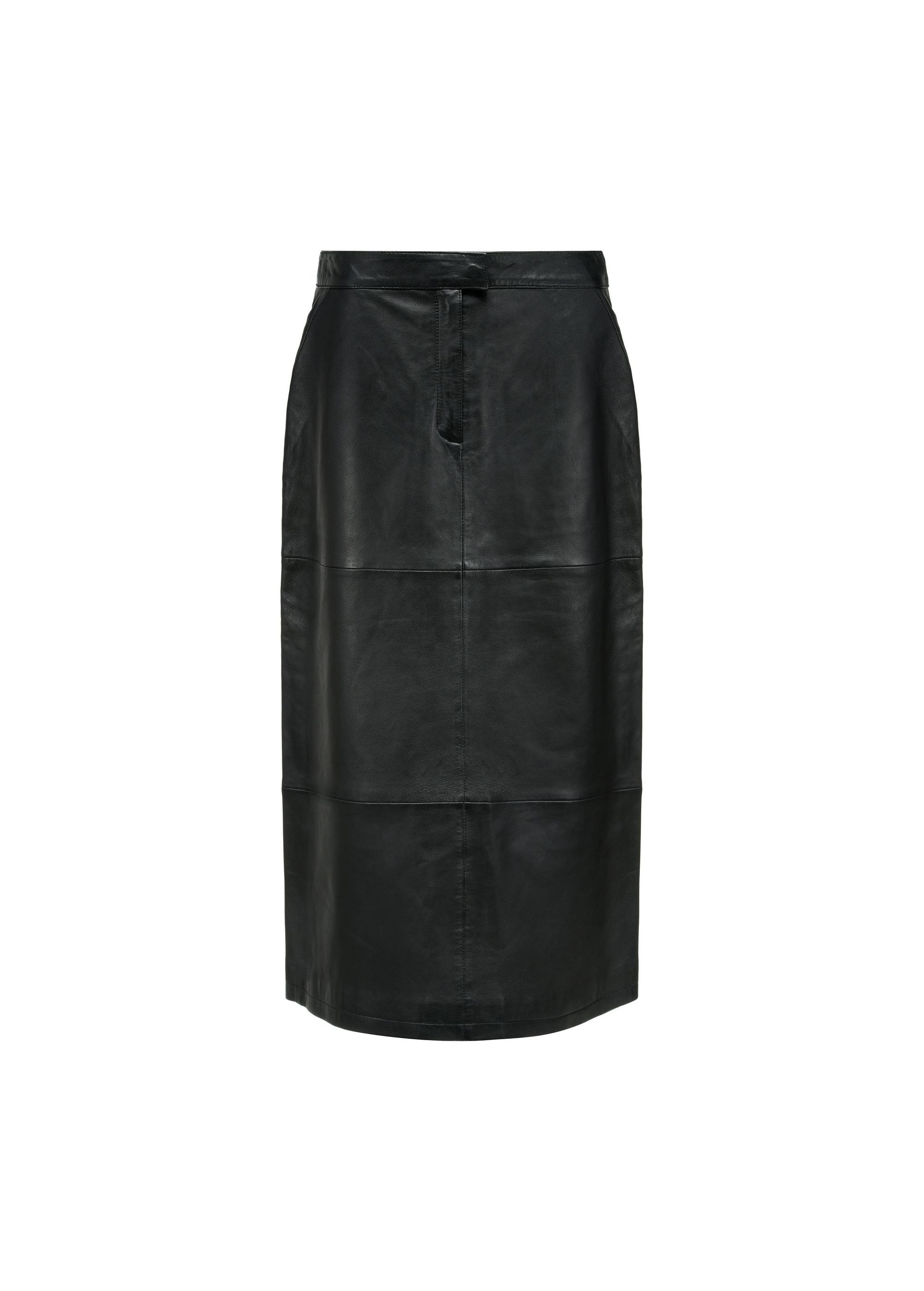 Black Leather Midi Skirt SPCDS-0076-1273(W25)-04