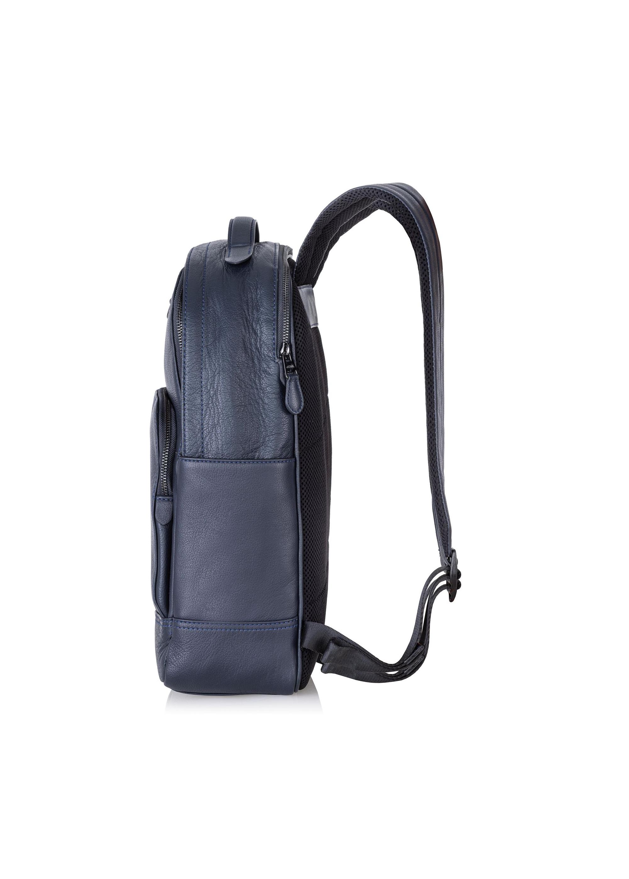 Navy blue leather men's backpack PLCMS-0018-69(W24)-02