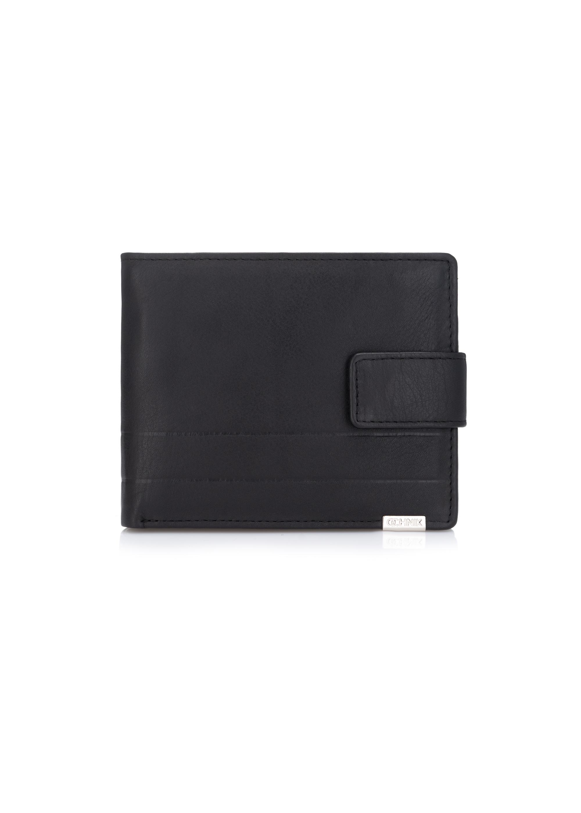 Black leather men's wallet PORMS-0144-99(Z23)-01