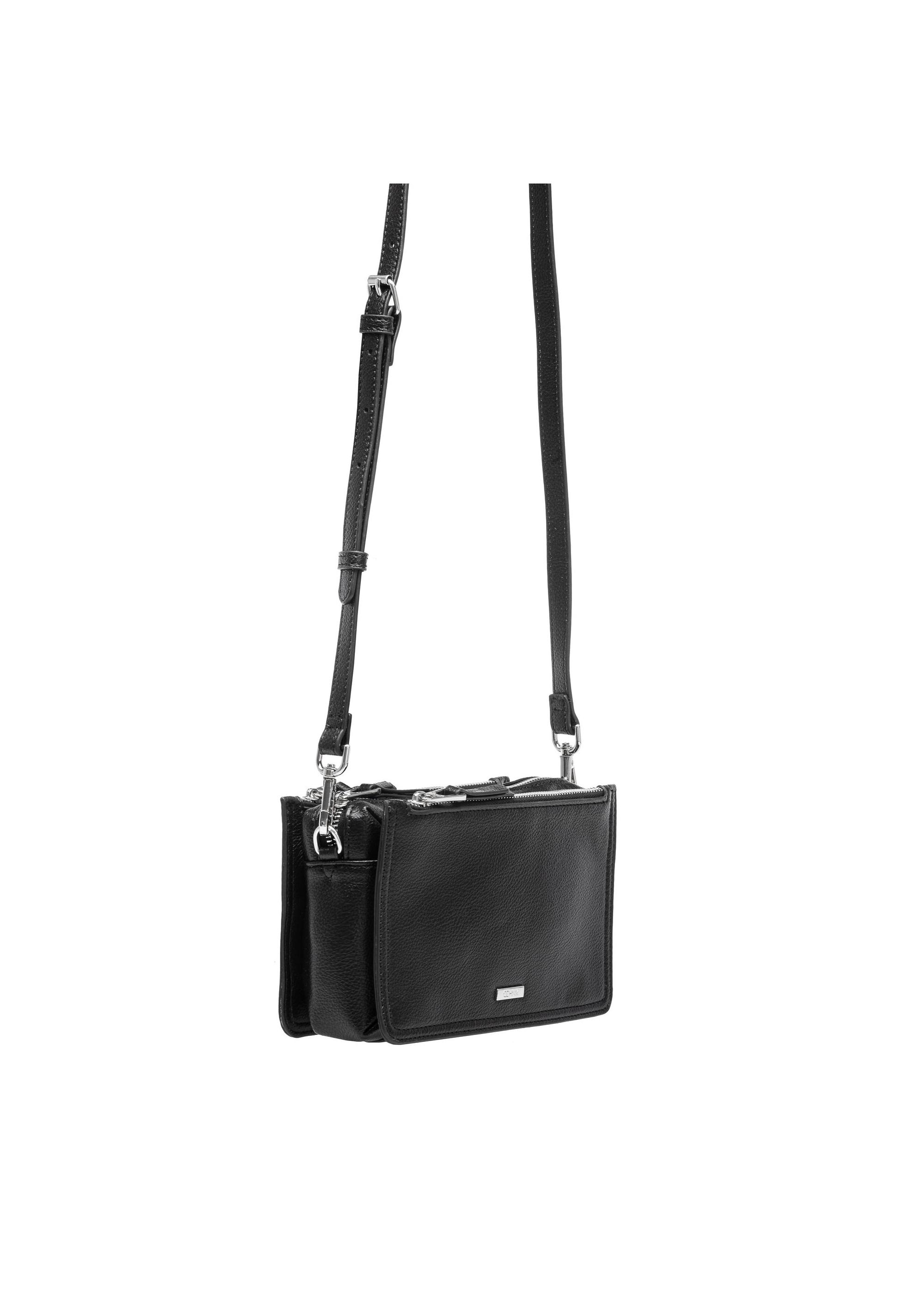 Black three-compartment women's handbag TOREC-1016-99(W25)-06