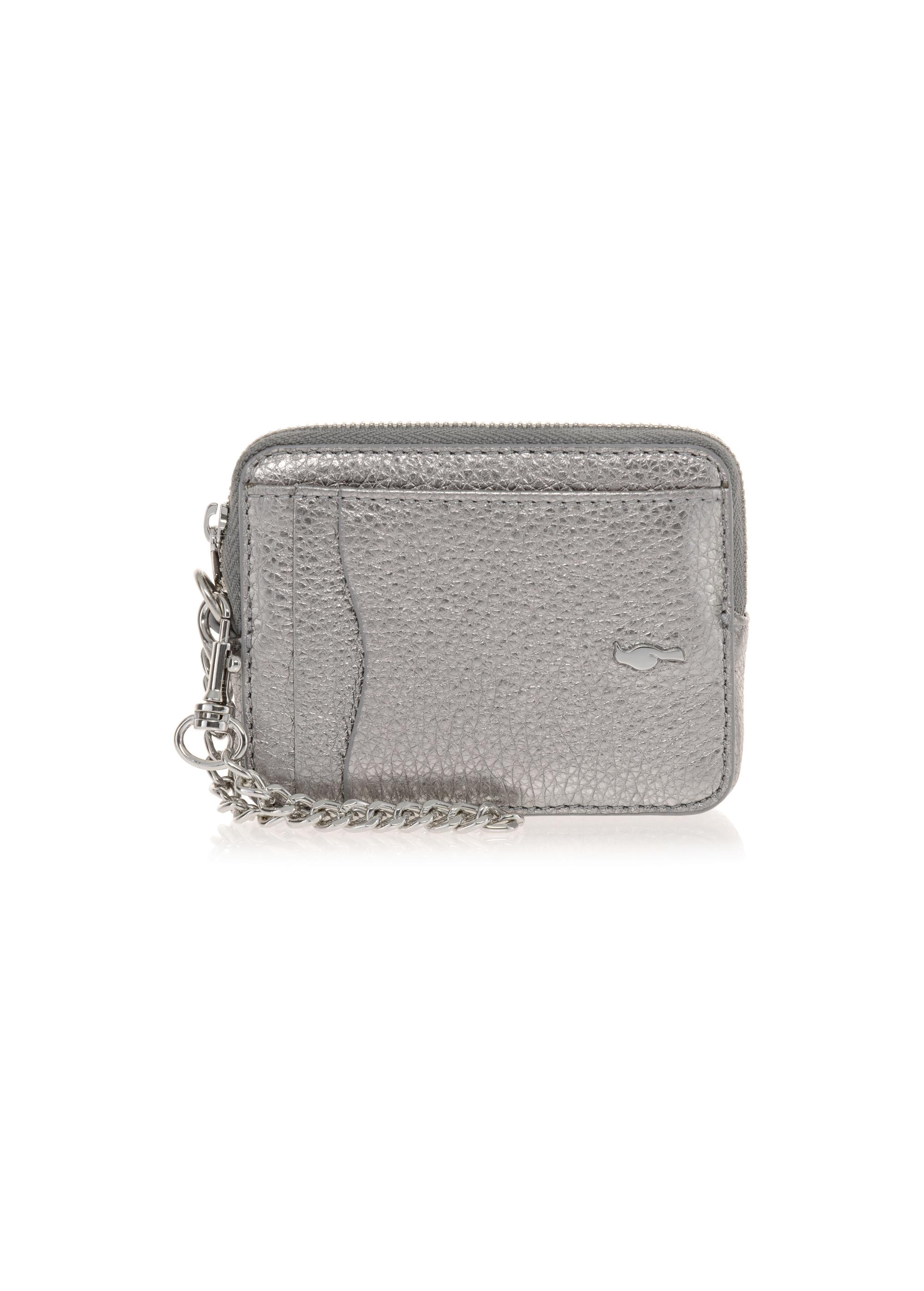 Small silver leather wallet with chain PORES-0873-92(Z23)-01