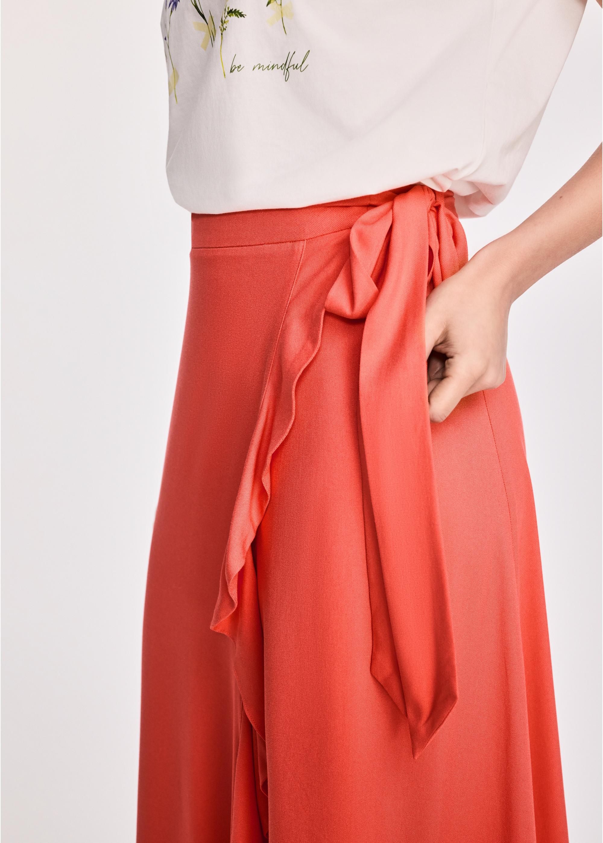 Coral women's skirt with ruffles SPCDT-0107-18(W25)-02