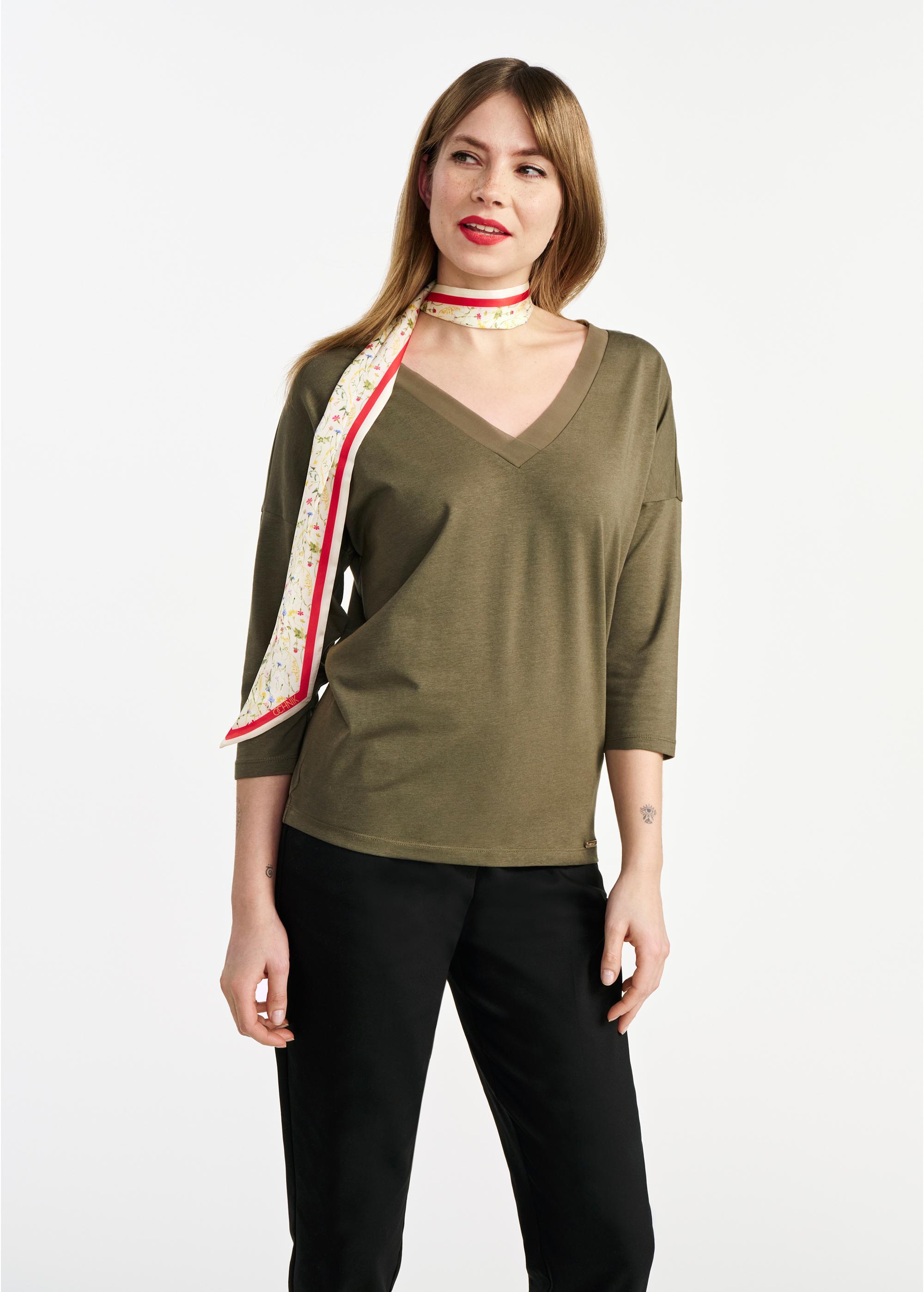 Khaki women's blouse BLUDT-0156-55(W25)-01