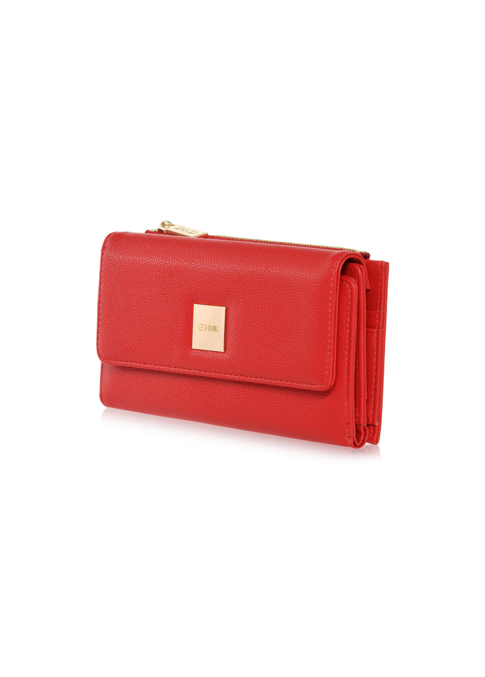 Large red women's wallet with logo POREC-0369-42(W24)-03