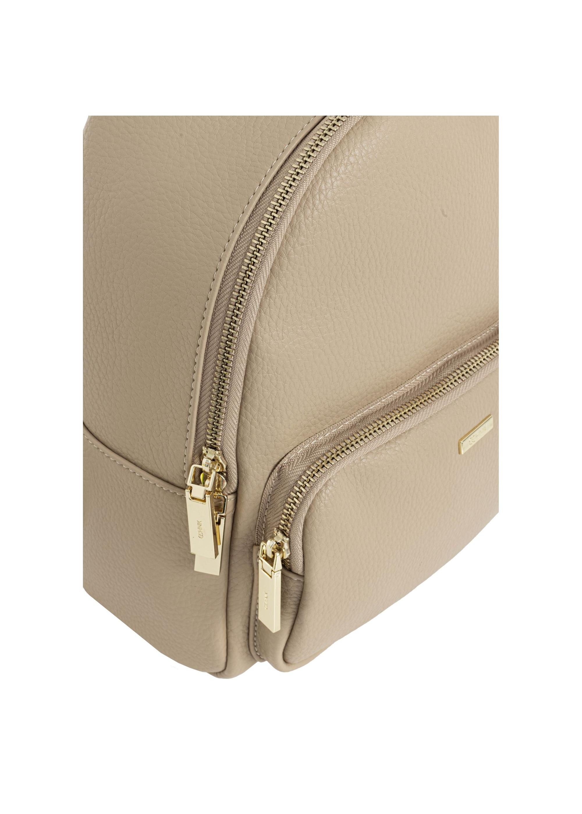 Beige women's backpack made of imitation leather TOREC-1014-81(W25)-06