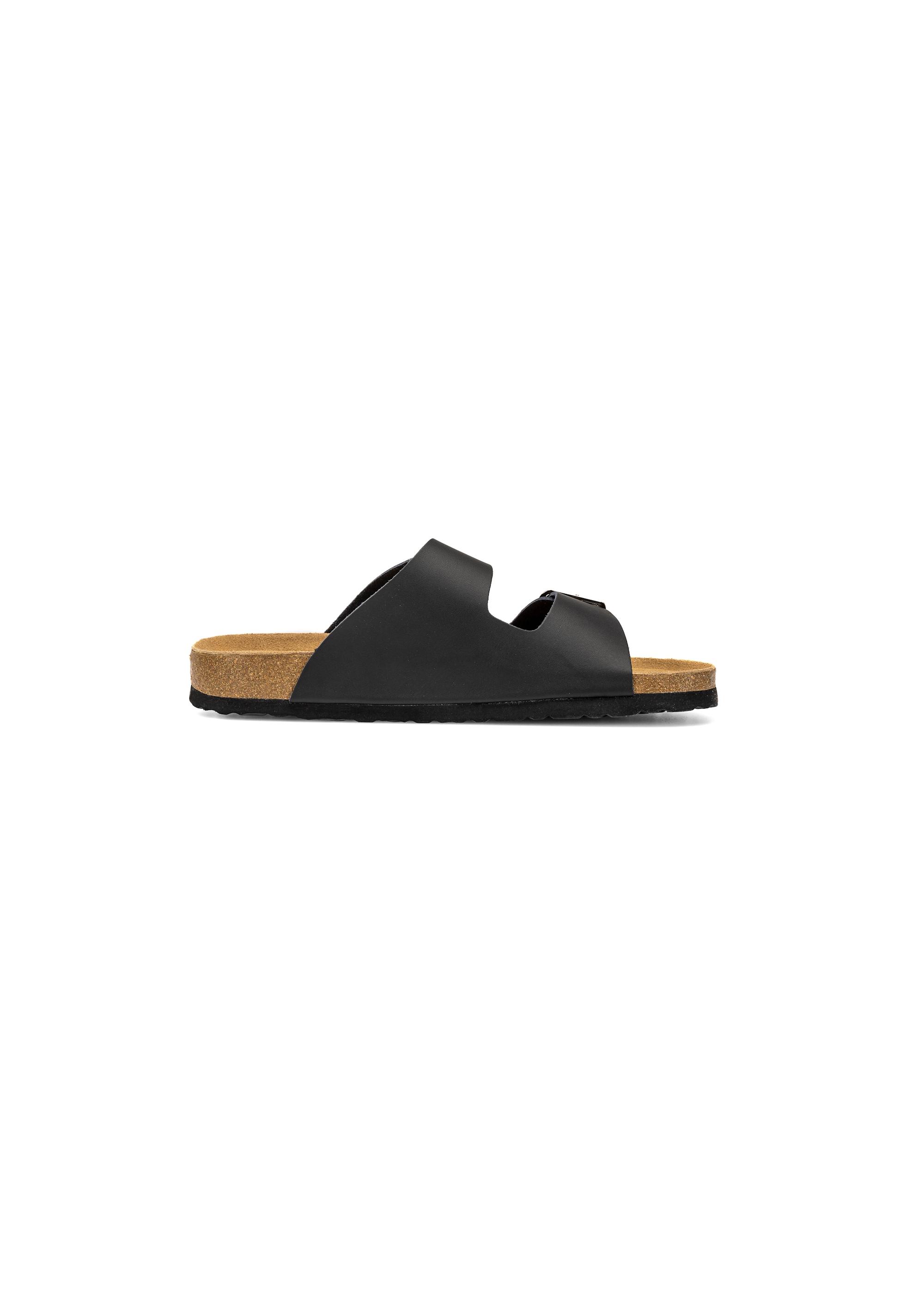 Black leather men's flip-flops BUTYM-0495-99(W25)-03