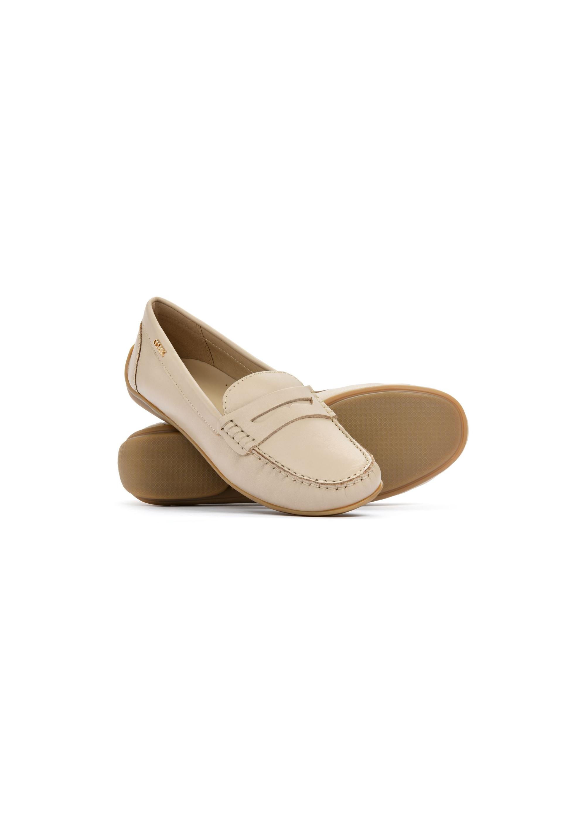 Beige leather women's loafers BUTYD-1054A-81(W25)