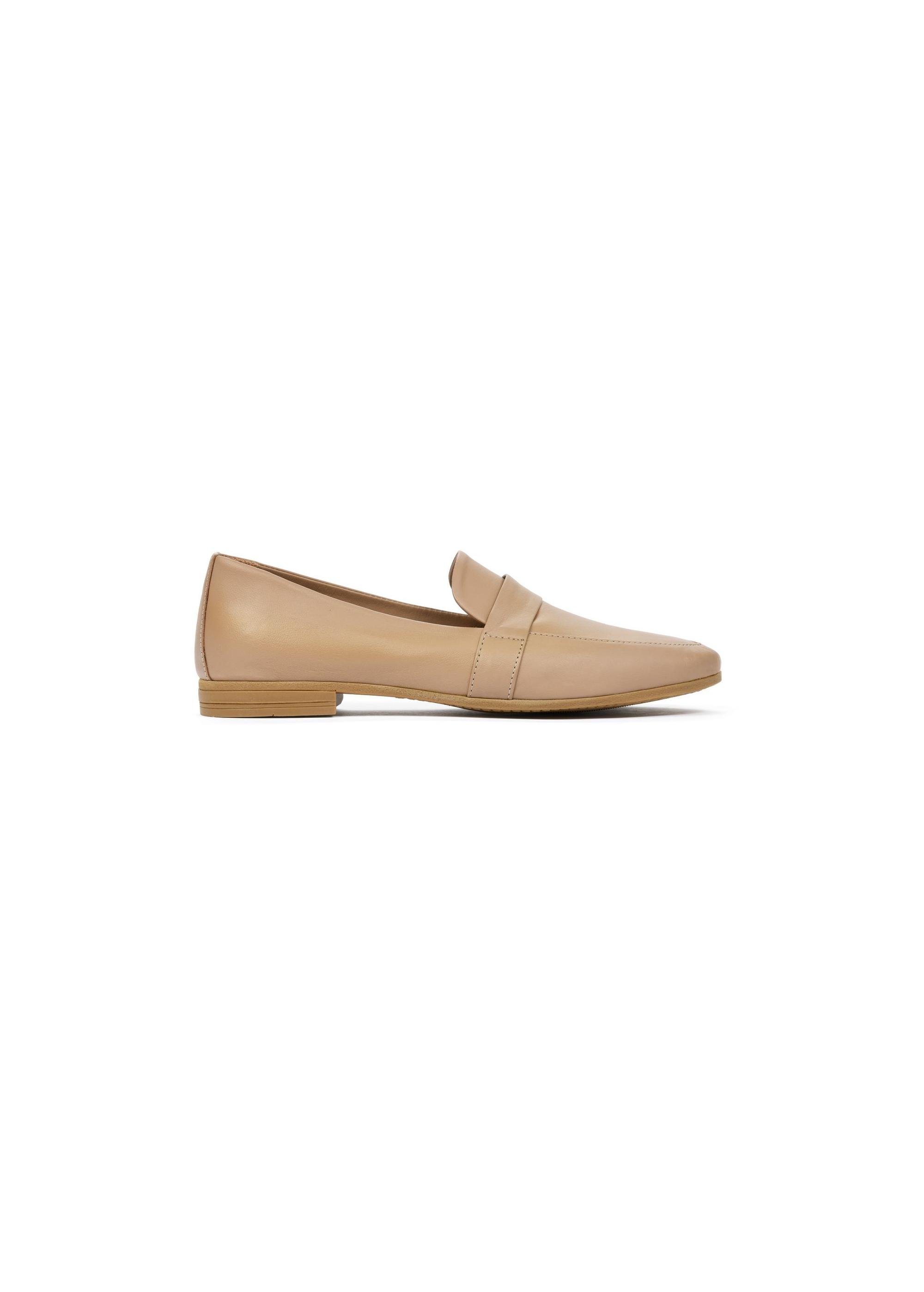 Leather dark beige women's loafers BUTYD-1074-93(W25)-01