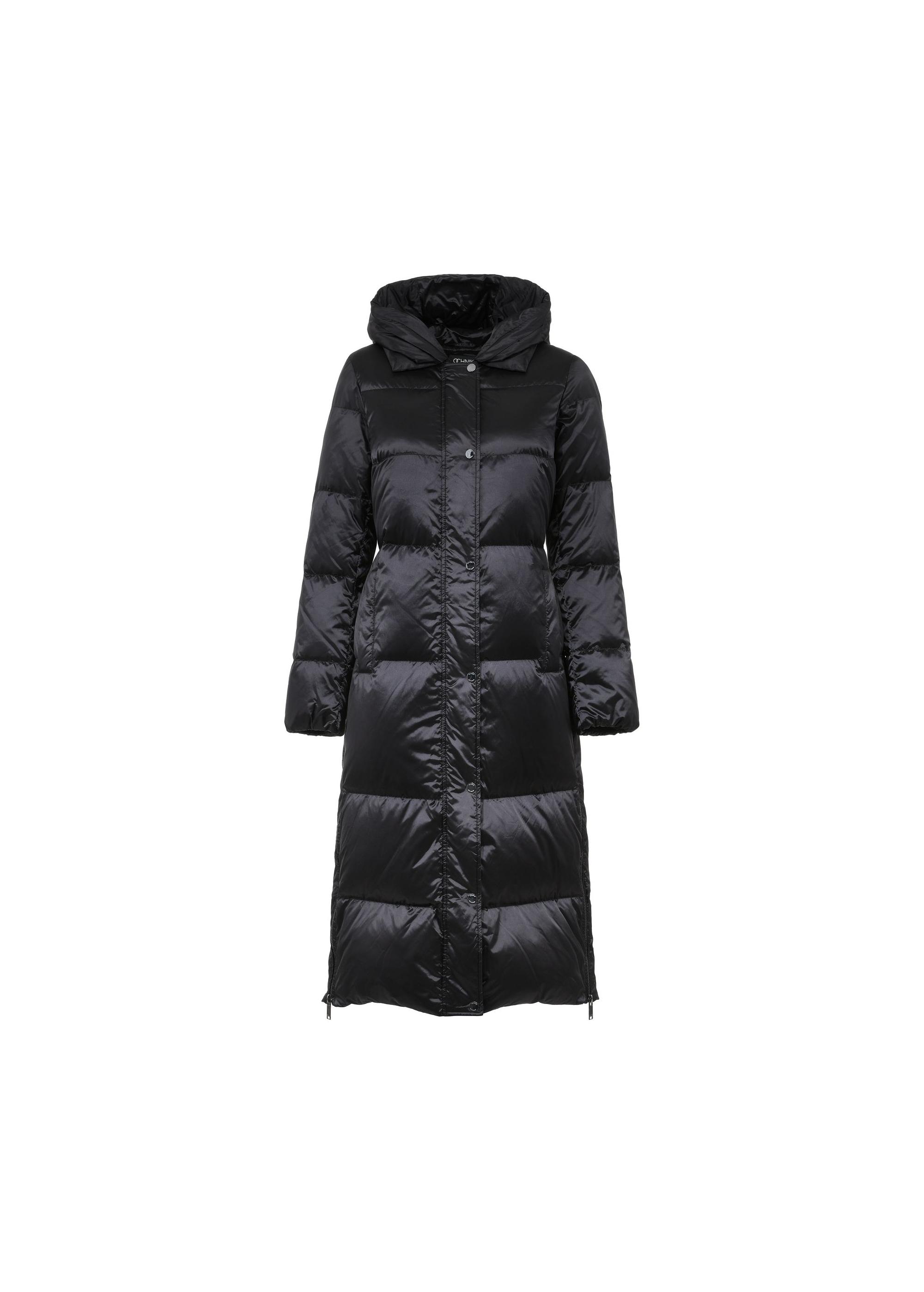 Black long jacket with hood KURDT-0466-98(Z24)-06