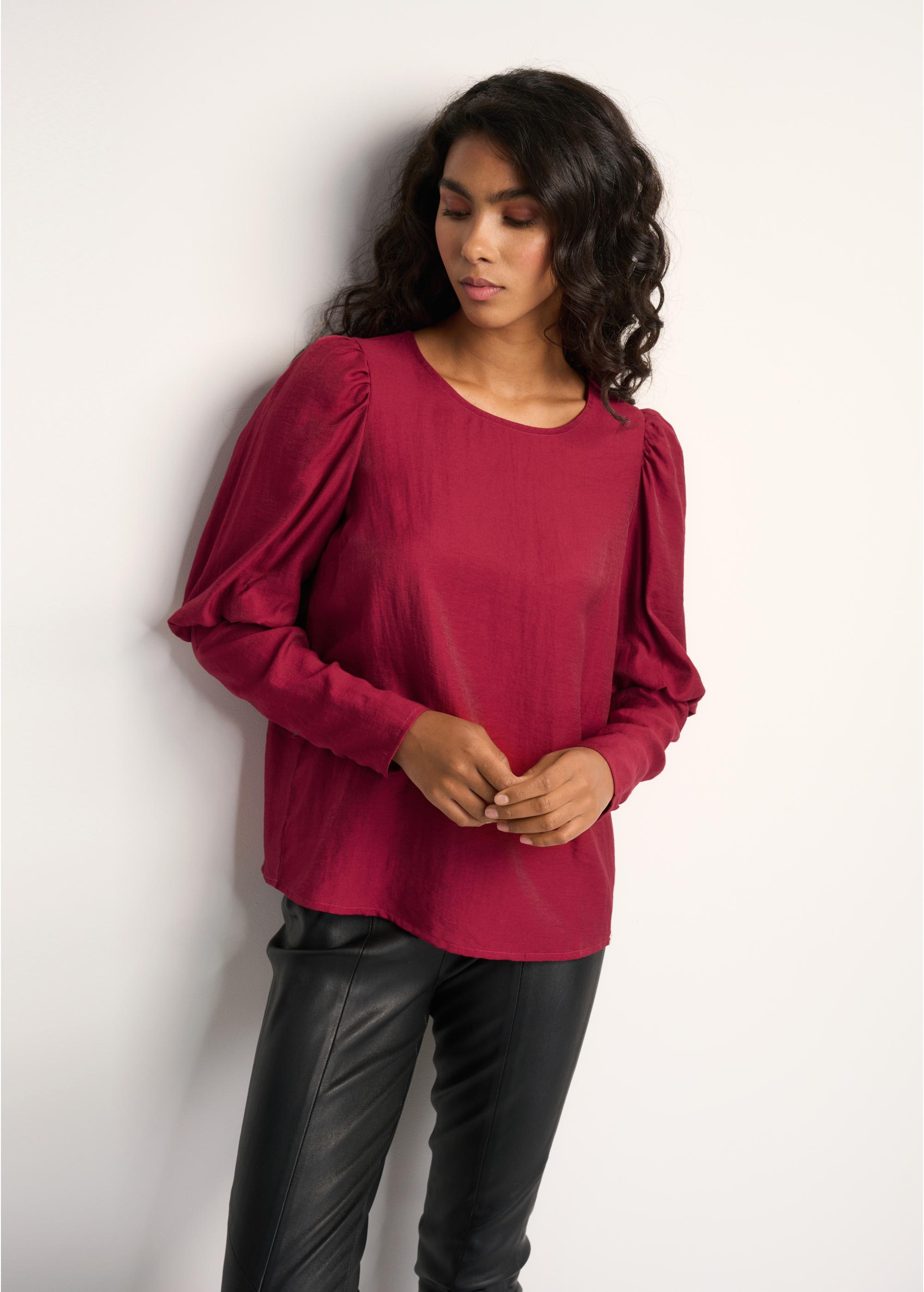 Maroon women's blouse with buffets BLUDT-0154-49(Z22)-02