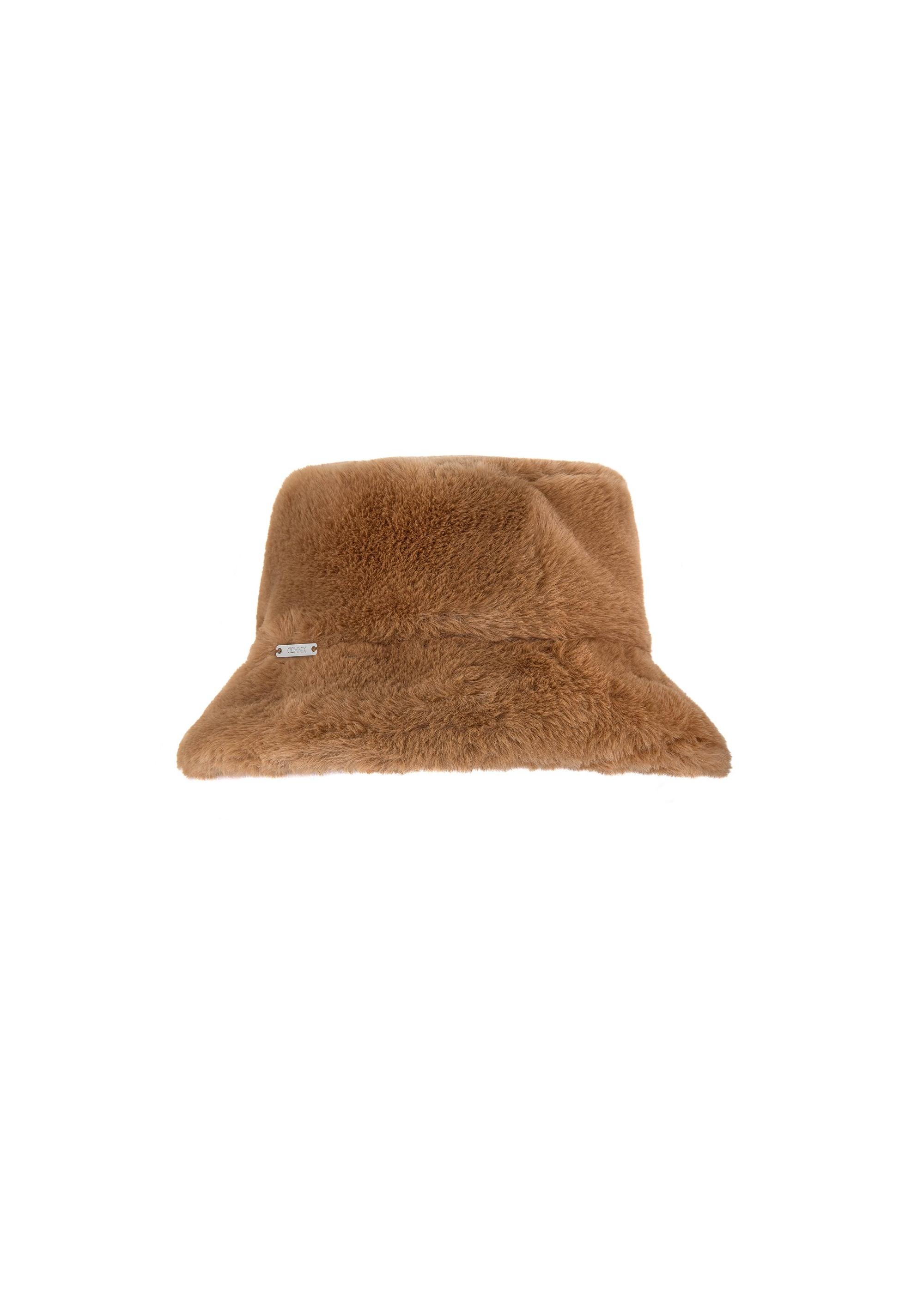 Women's cap in camel color CZADF-0045-24(Z24)-01