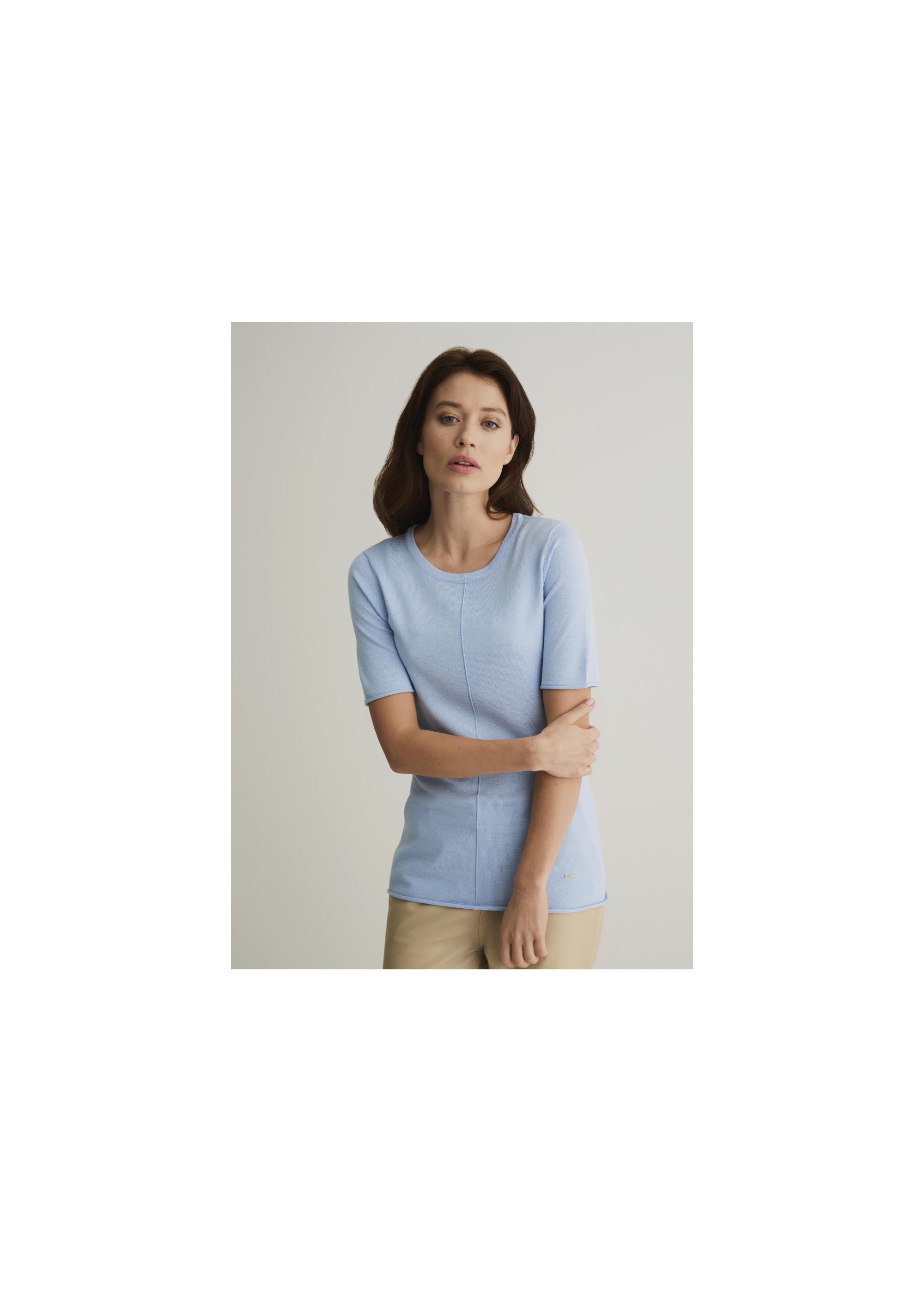 Women's short sleeve blouse BLUDT-0151-62(W22)-01