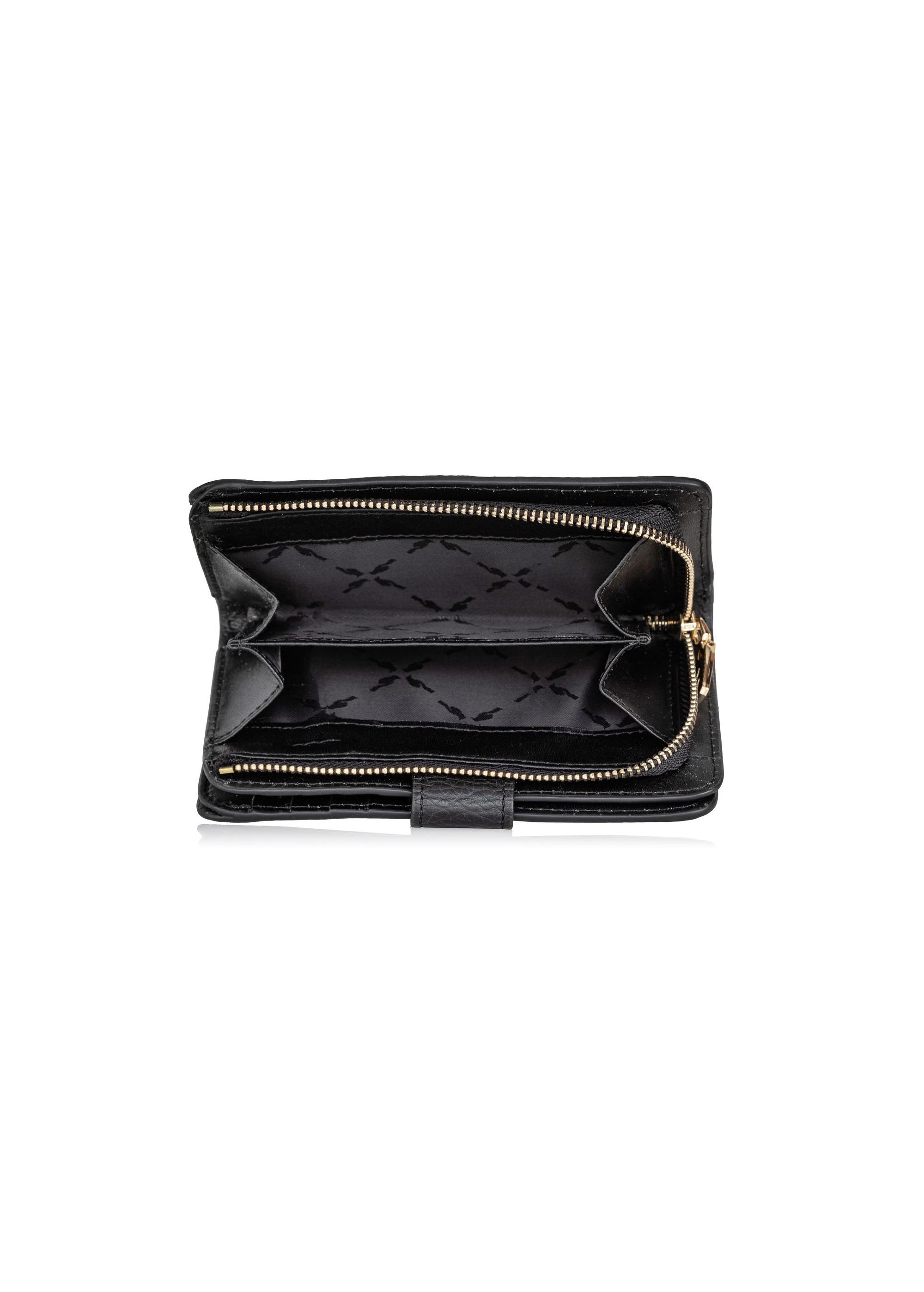 Women's black leather wallet PORES-0896-99(W24)-05