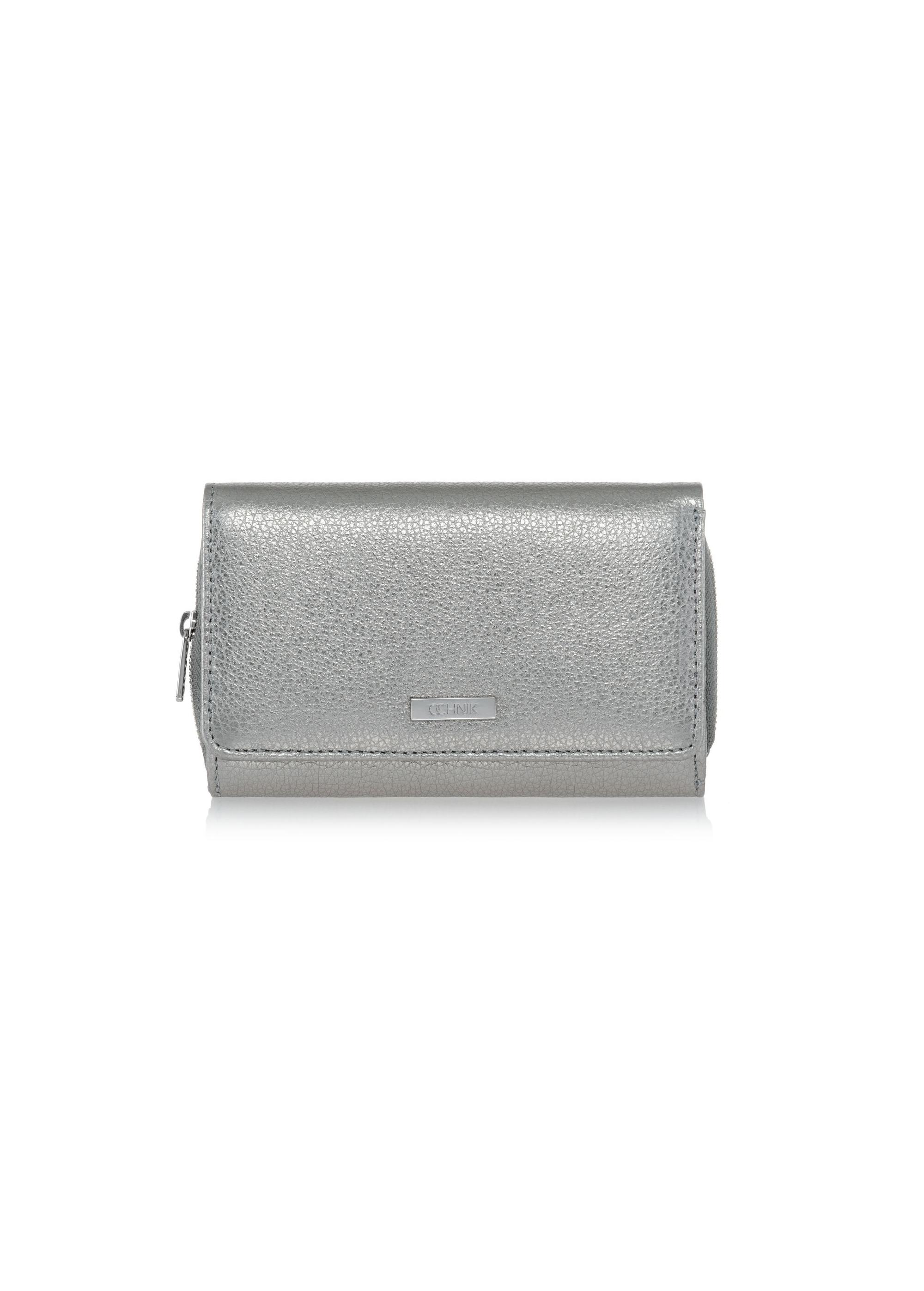 Women's silver leather wallet PORES-0801B-92(W23)-01