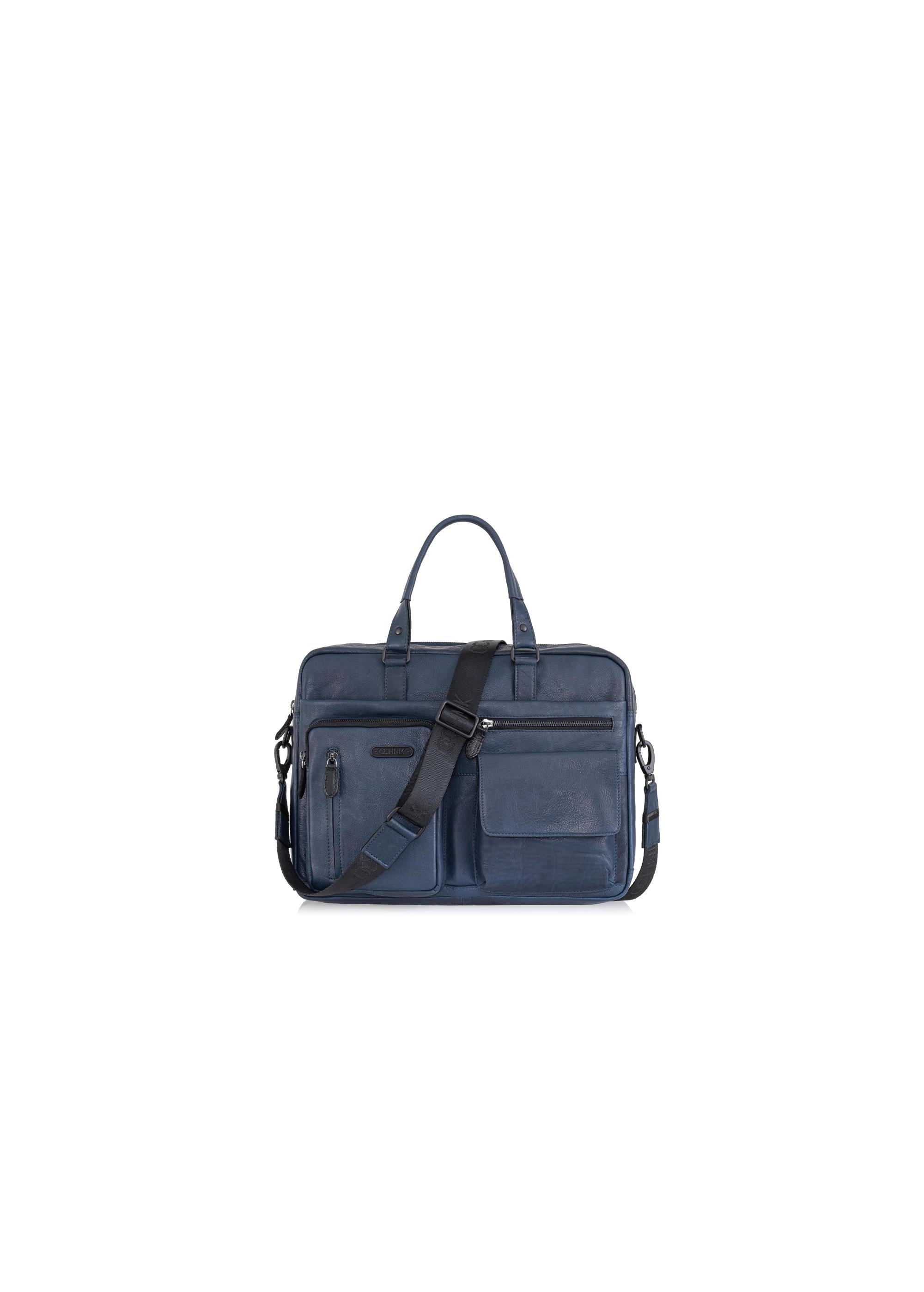 Men's navy blue leather bag TORMS-0047N-69(Z24)-01