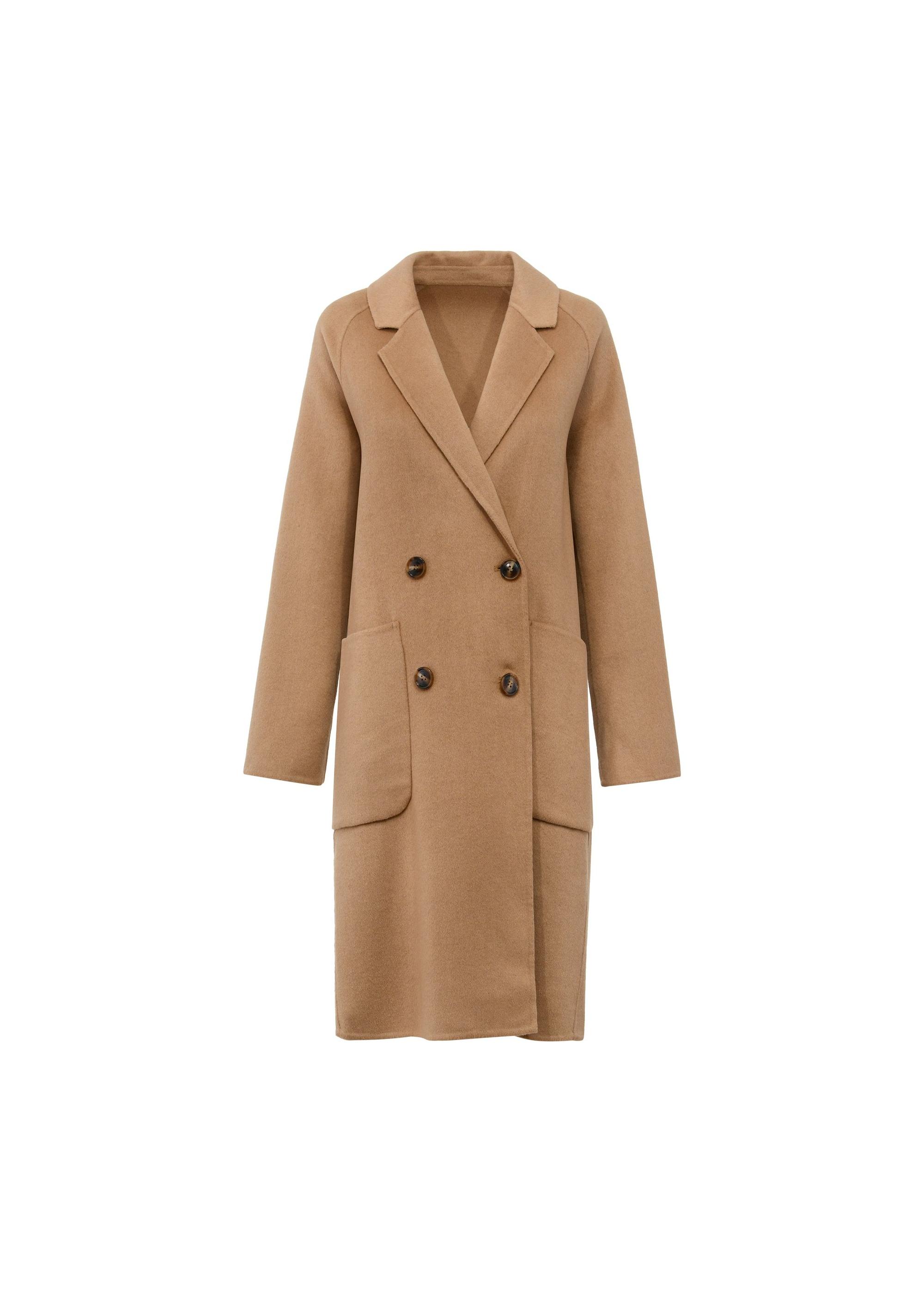 Women's camel coat PLADT-0060-24(W25)-04