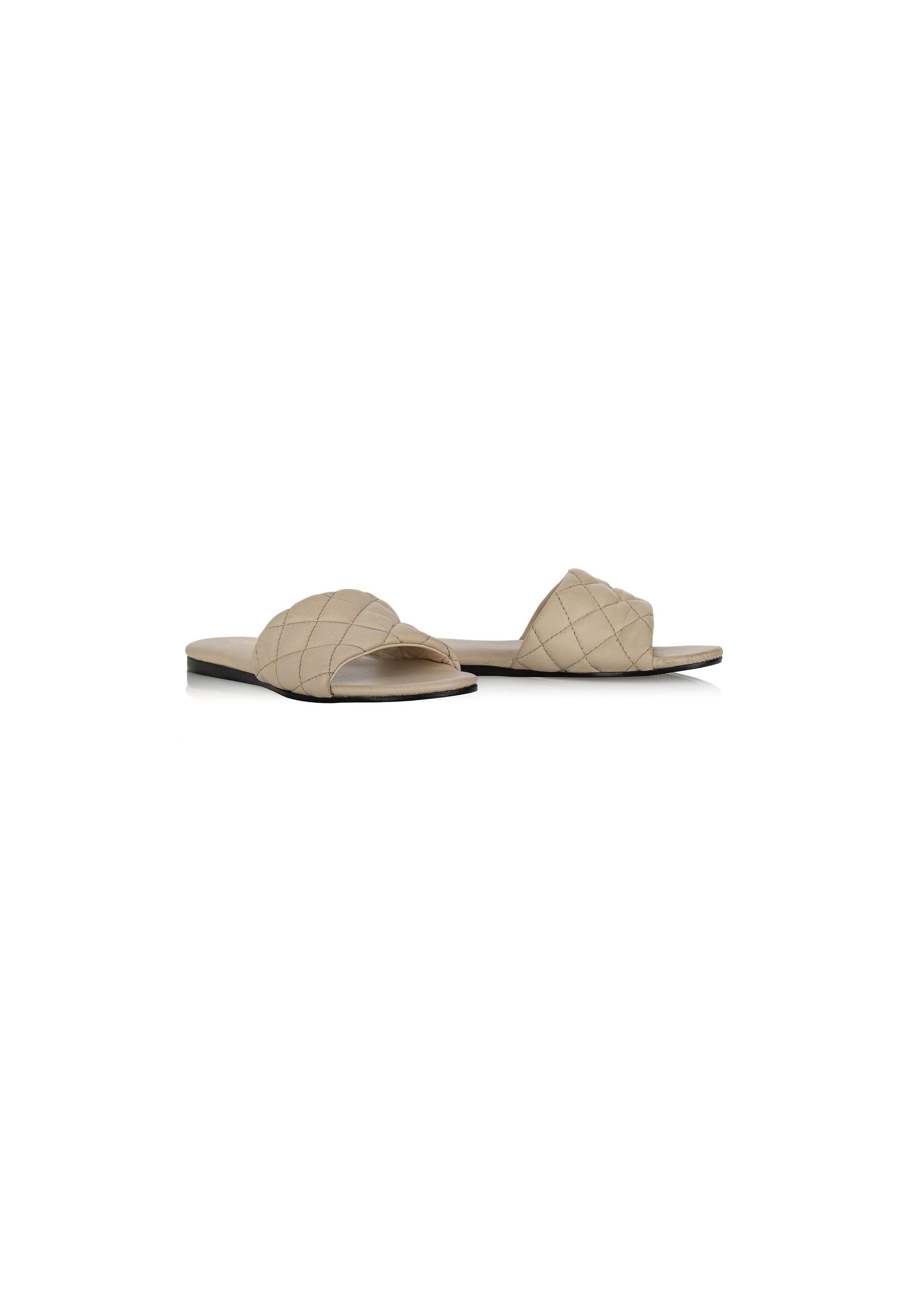 Leather beige quilted flip-flops BUTYD-1066-81(W24)-02