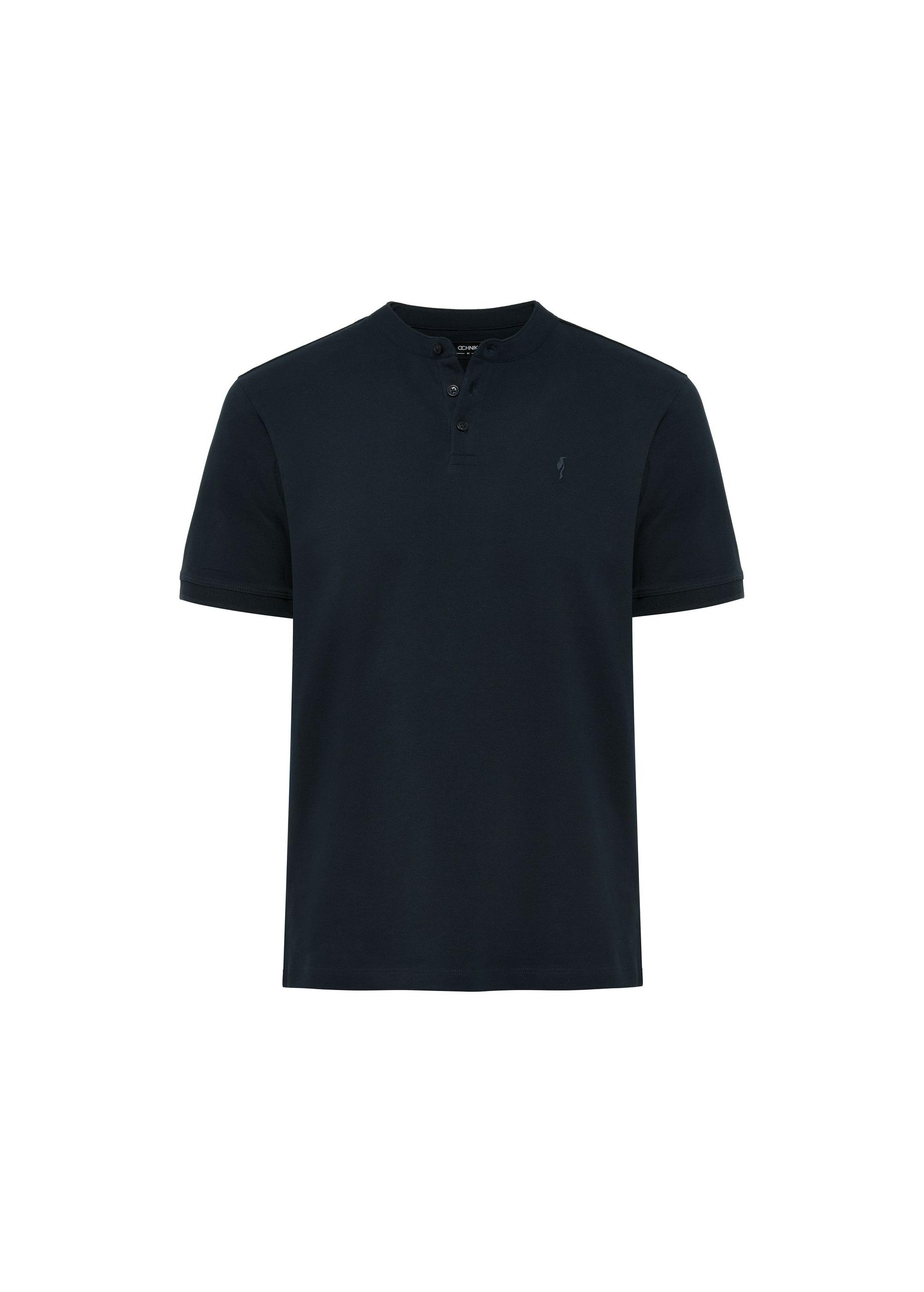 Navy blue men's polo shirt POLMT-0061-69(W25)-01