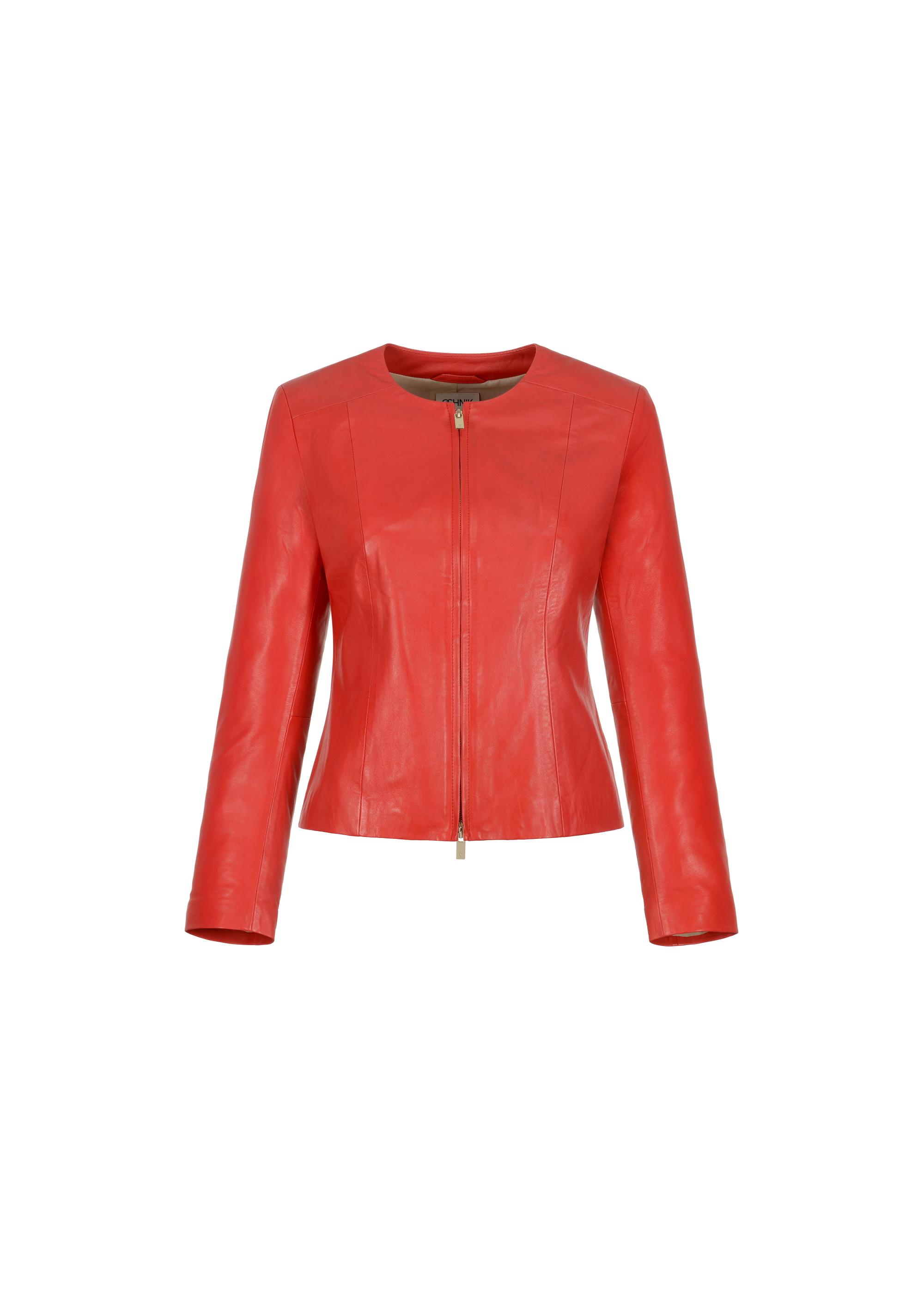 Women's red leather jacket KURDS-0209-4156(W23)-04