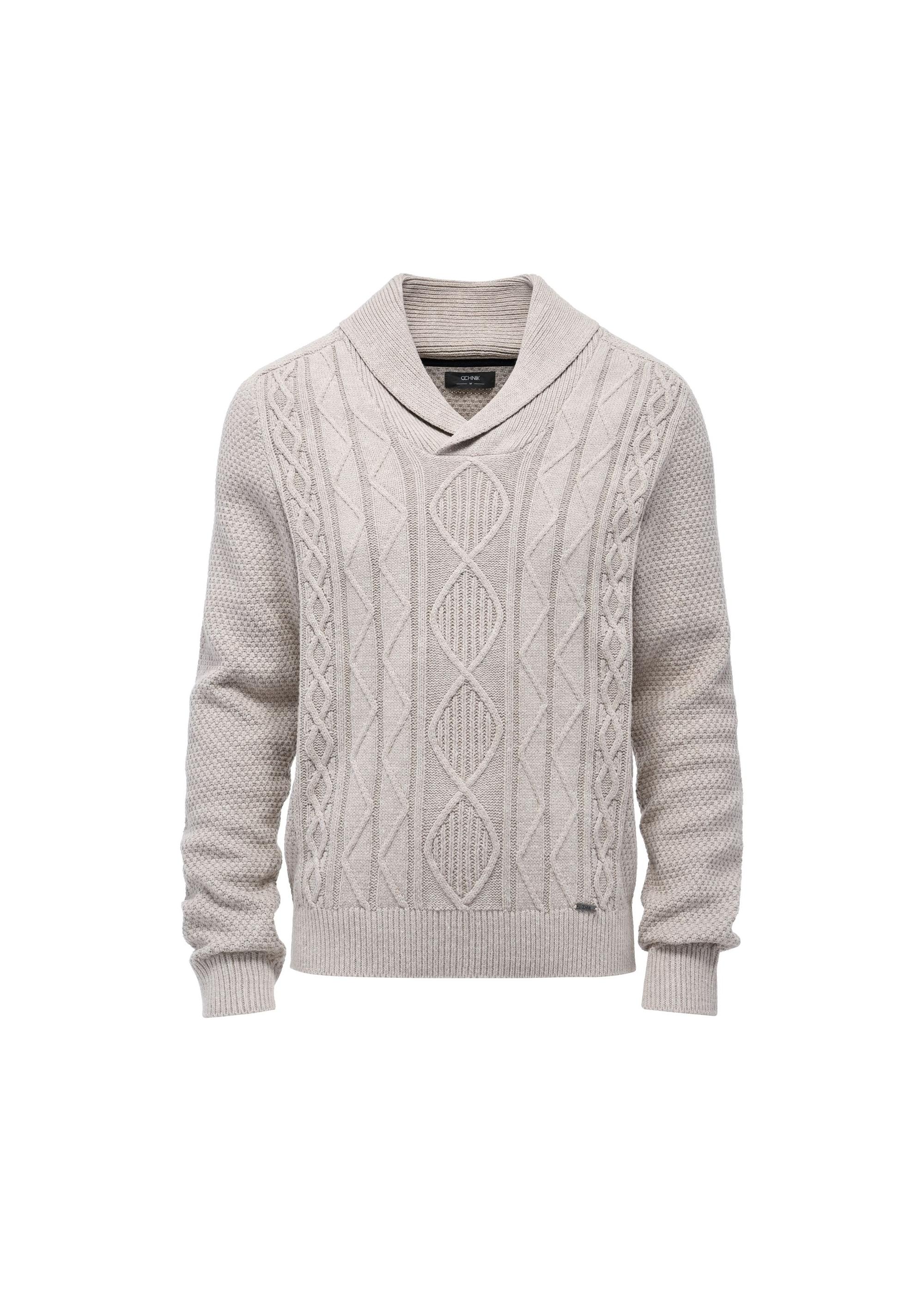 Beige men's sweater SWEMT-0158-81(Z24)-03