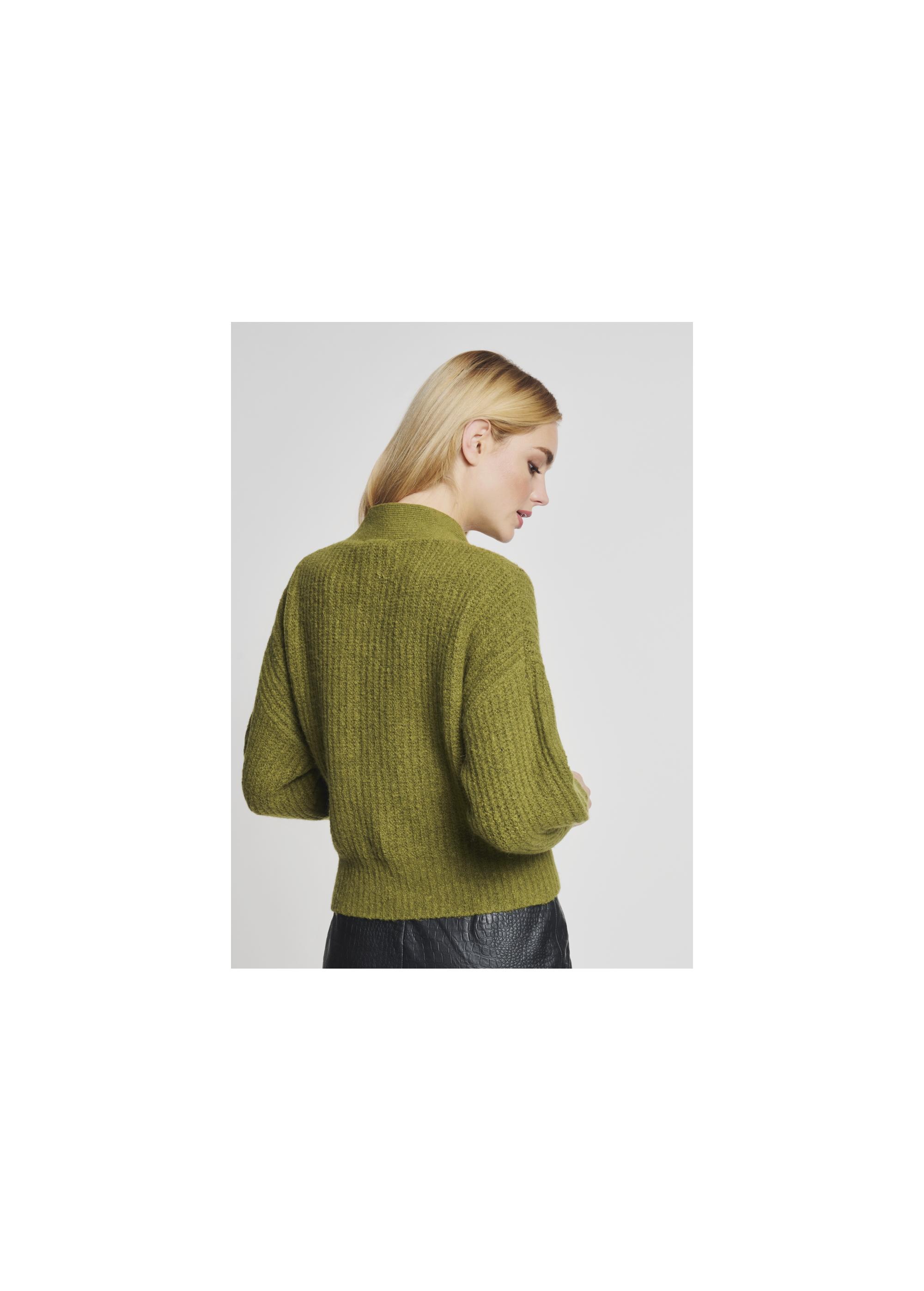 Women's khaki knotted sweater SWEDT-0147-55(Z21)-03