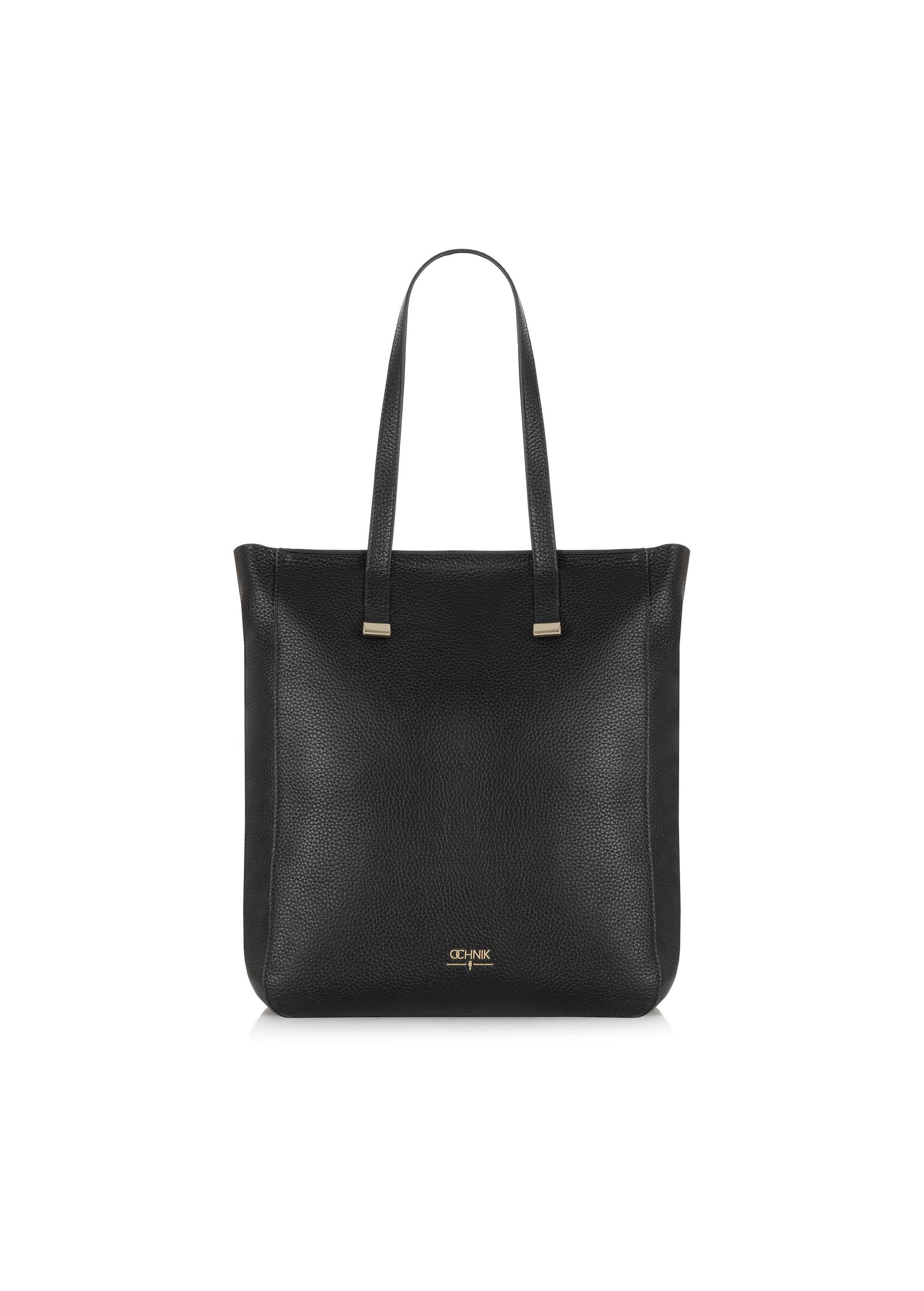 Black leather shopper bag for women TORES-1037C-99(W25)-01