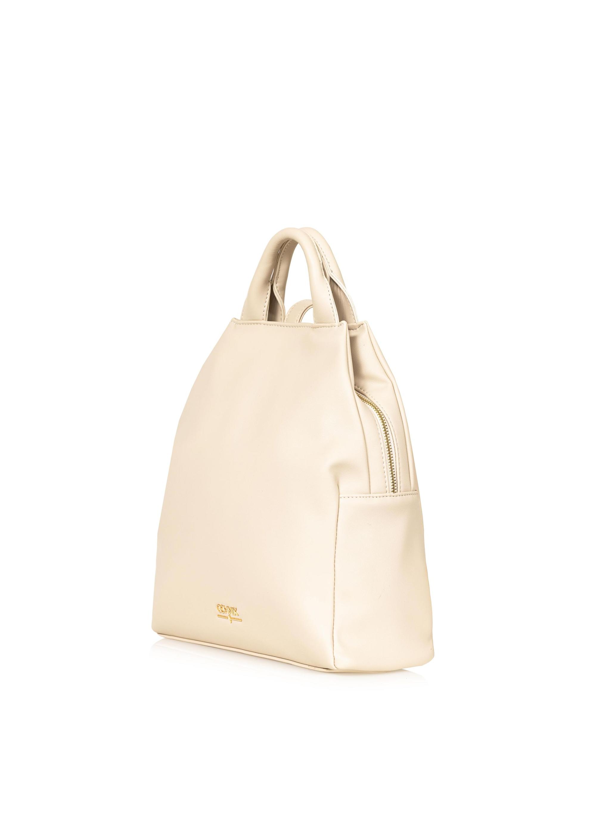 Cream women's backpack made of imitation leather TOREC-0923A-12(W25)-02