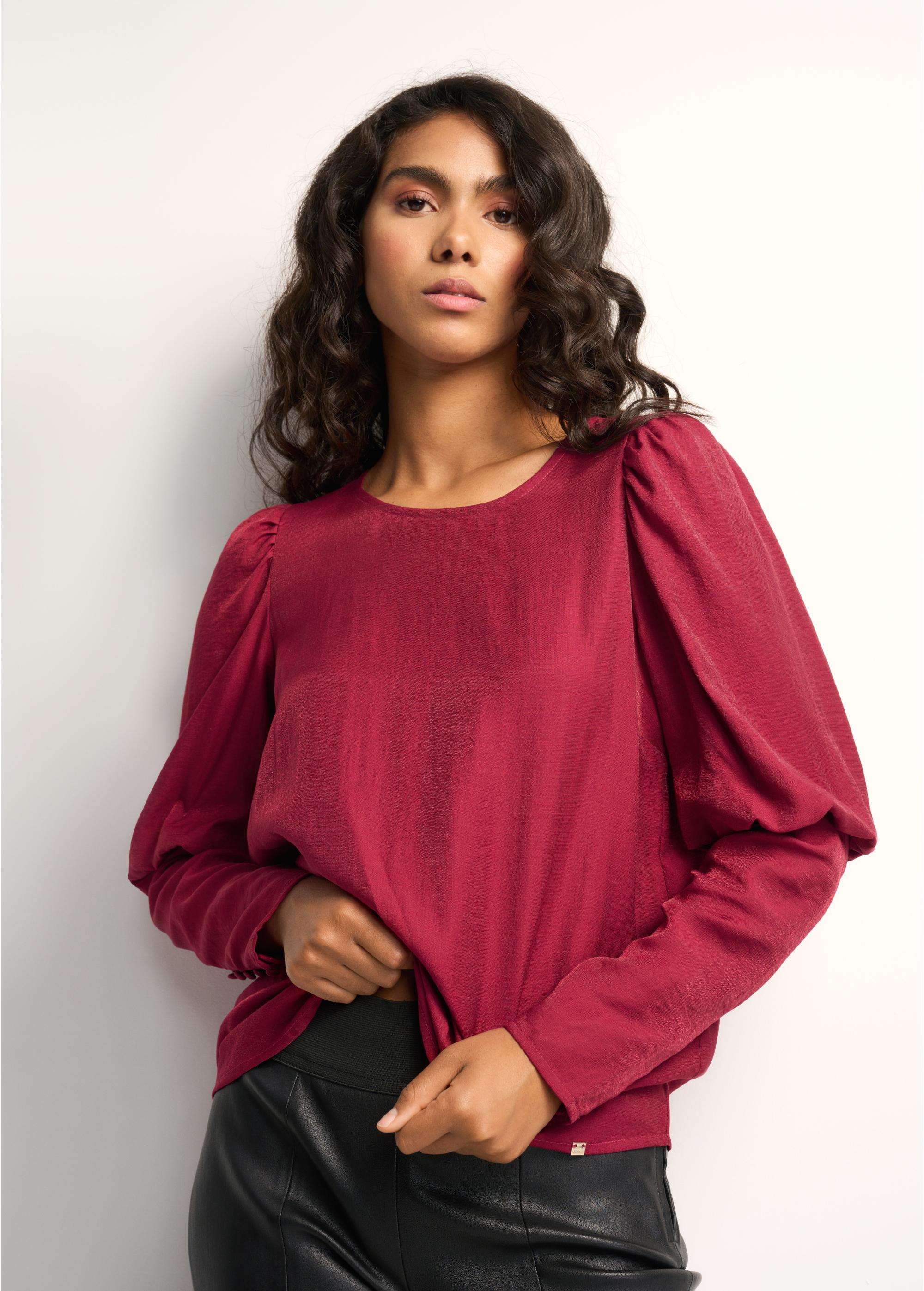 Maroon women's blouse with buffets BLUDT-0154-49(Z22)-01