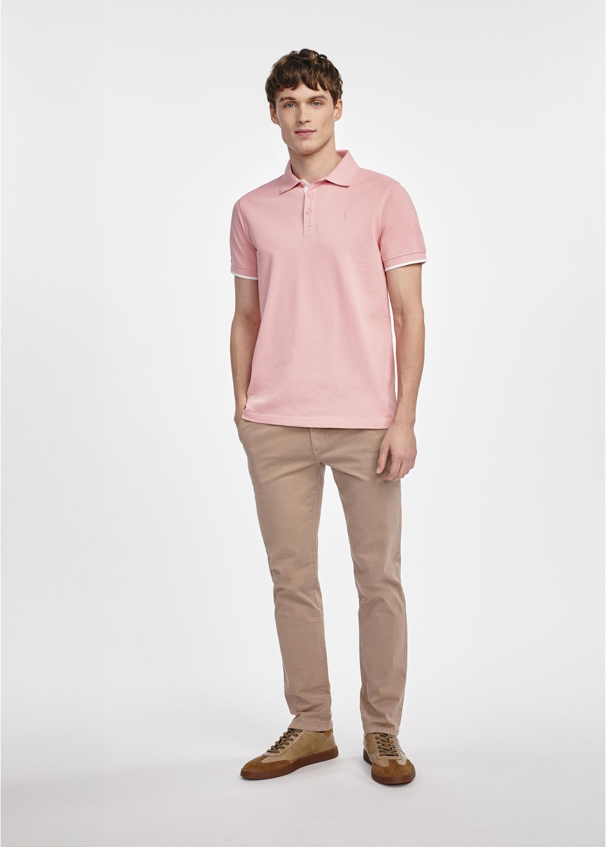 Light pink men's cotton polo shirt POLMT-0045B-33(W25)-02