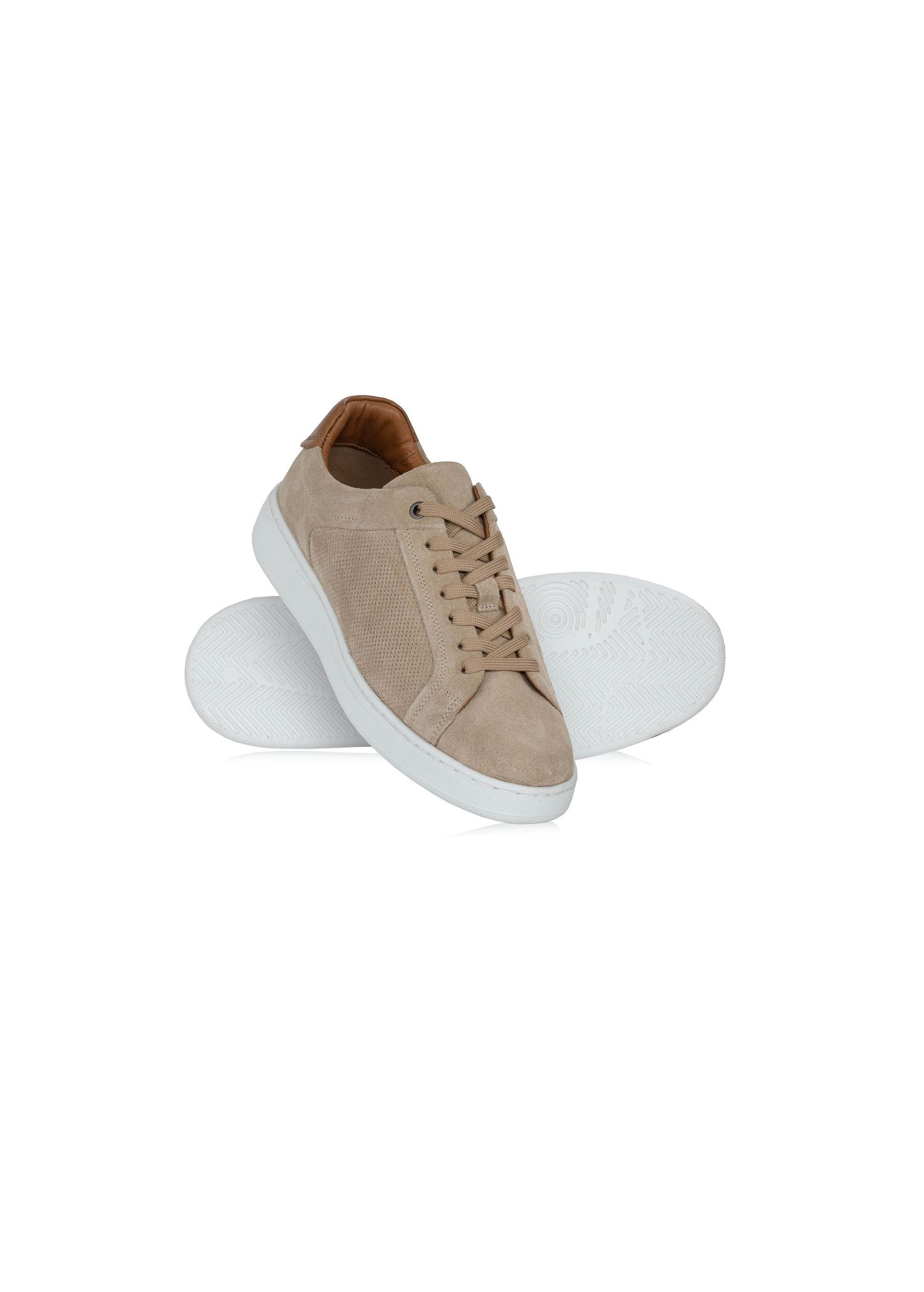 Beige leather men's sneakers BUTYM-0452-81(W24)-04