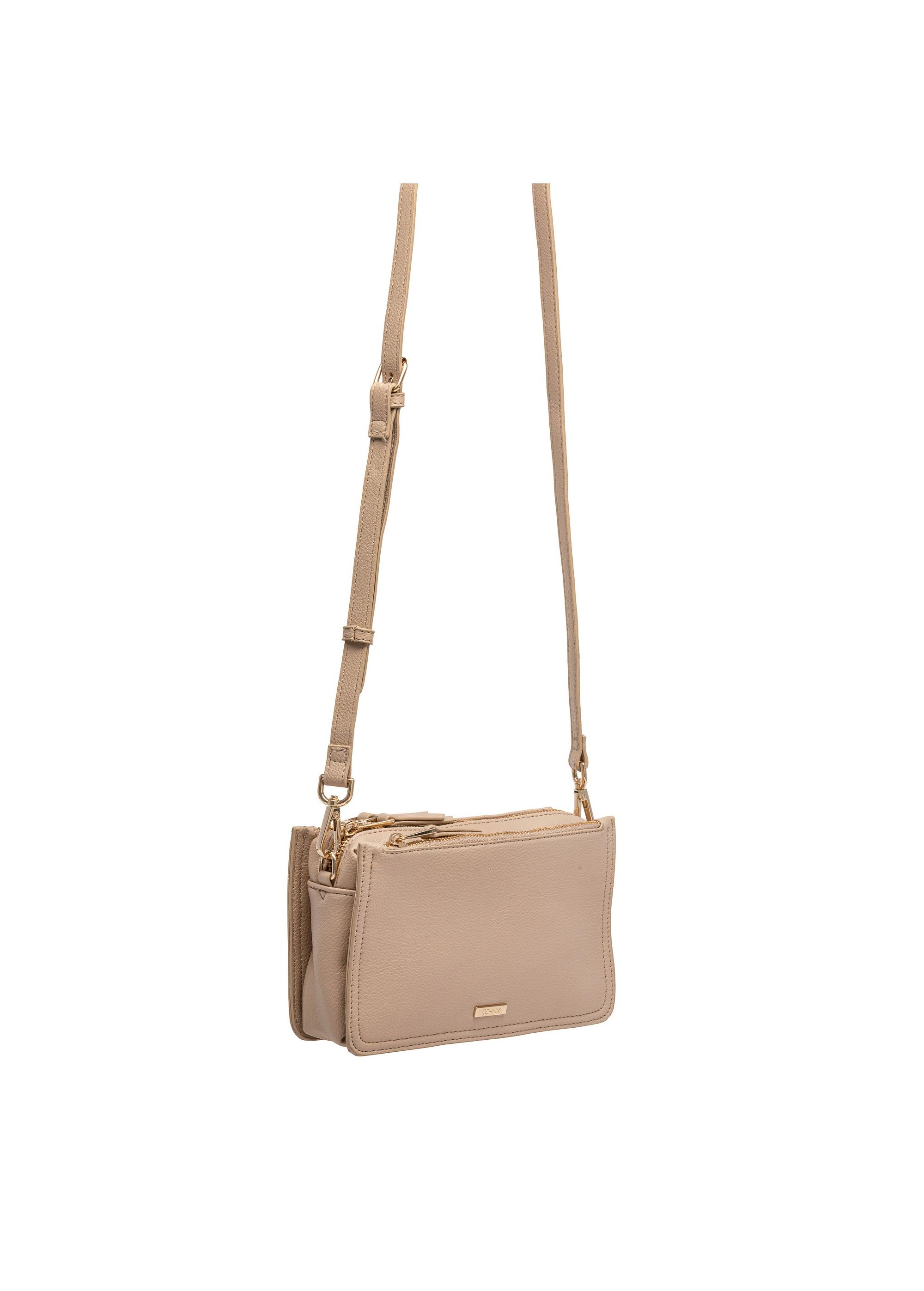 Beige three-compartment women's handbag TOREC-1016-81(W25)-06