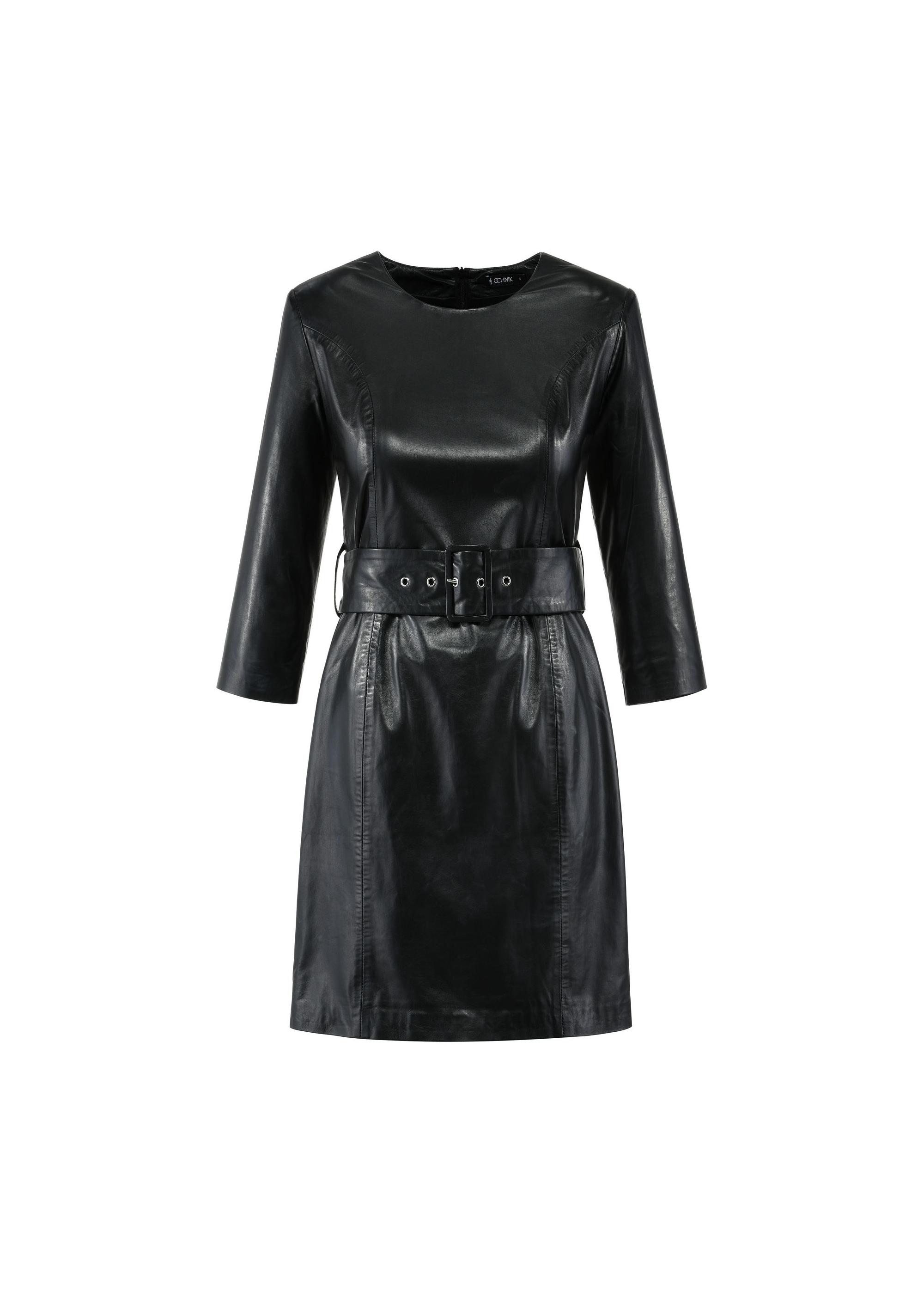 Black leather short dress SUKDS-0051-5339(W25)-06