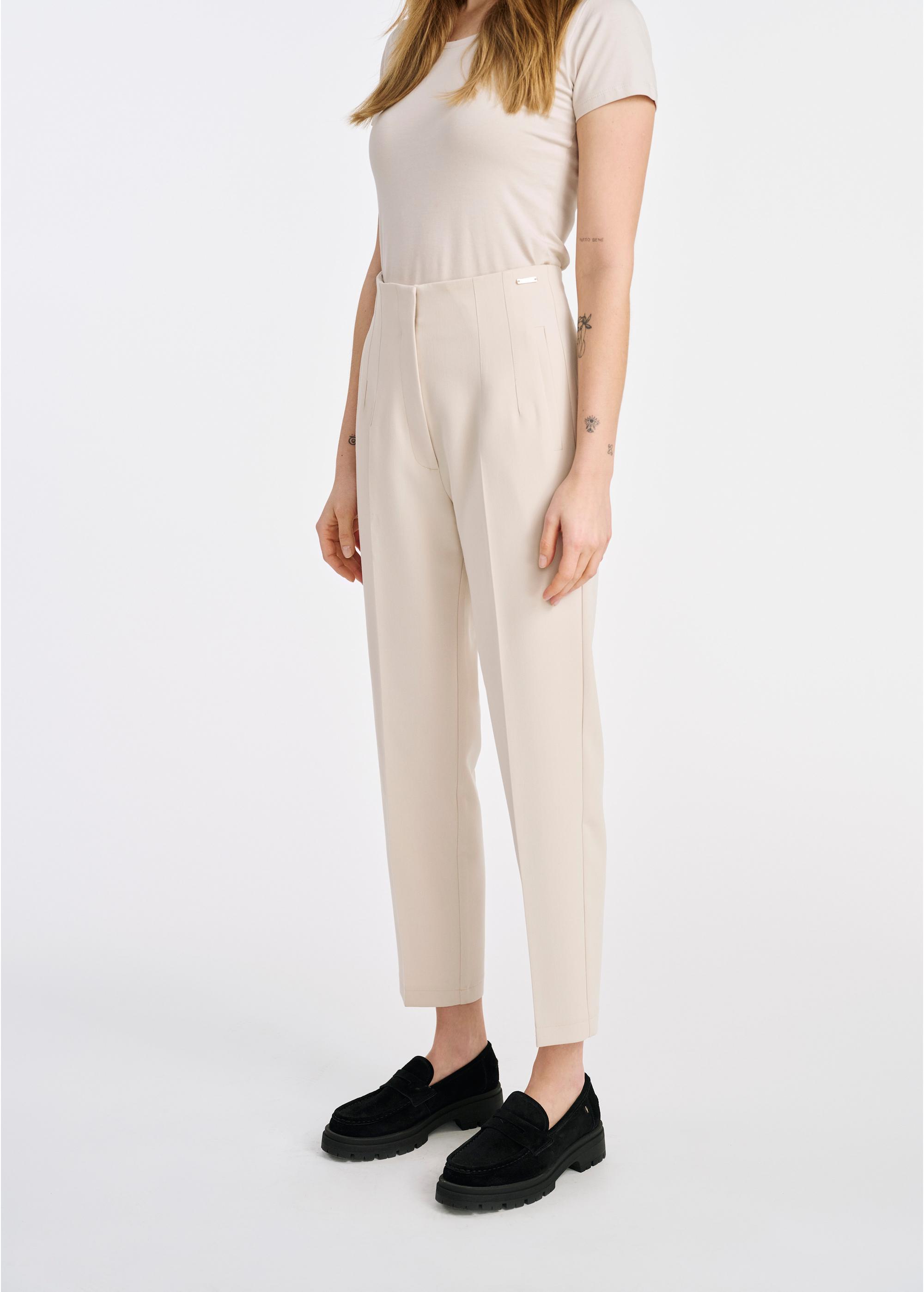 Beige elegant women's trousers SPODT-0109-80(W25)-02