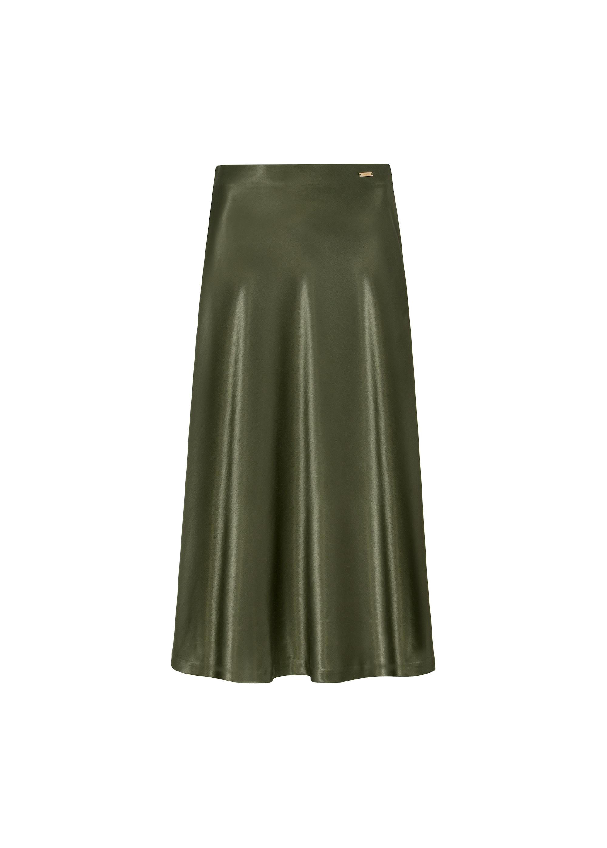 Khaki satin midi skirt SPCDT-0105-55(W25)