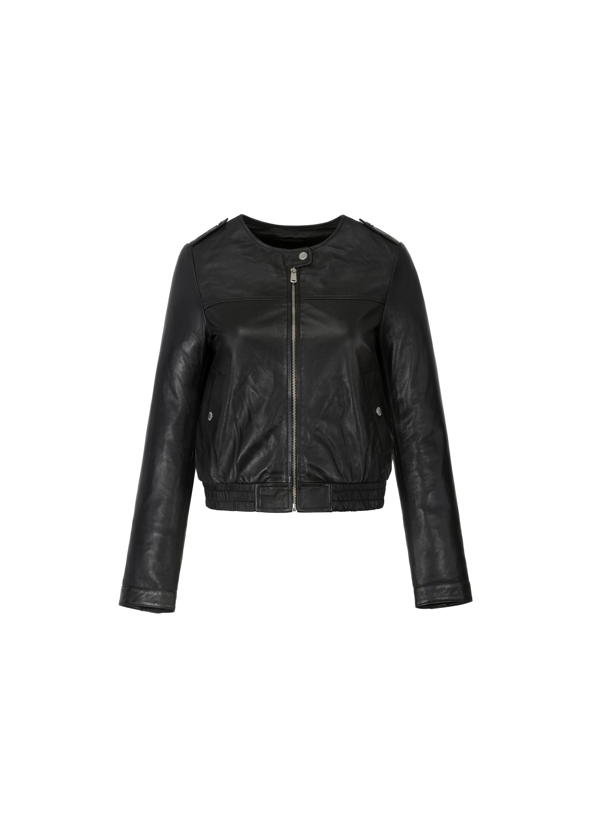 Women's leather jacket with zipper KURDS-0410-1298(W23)-04